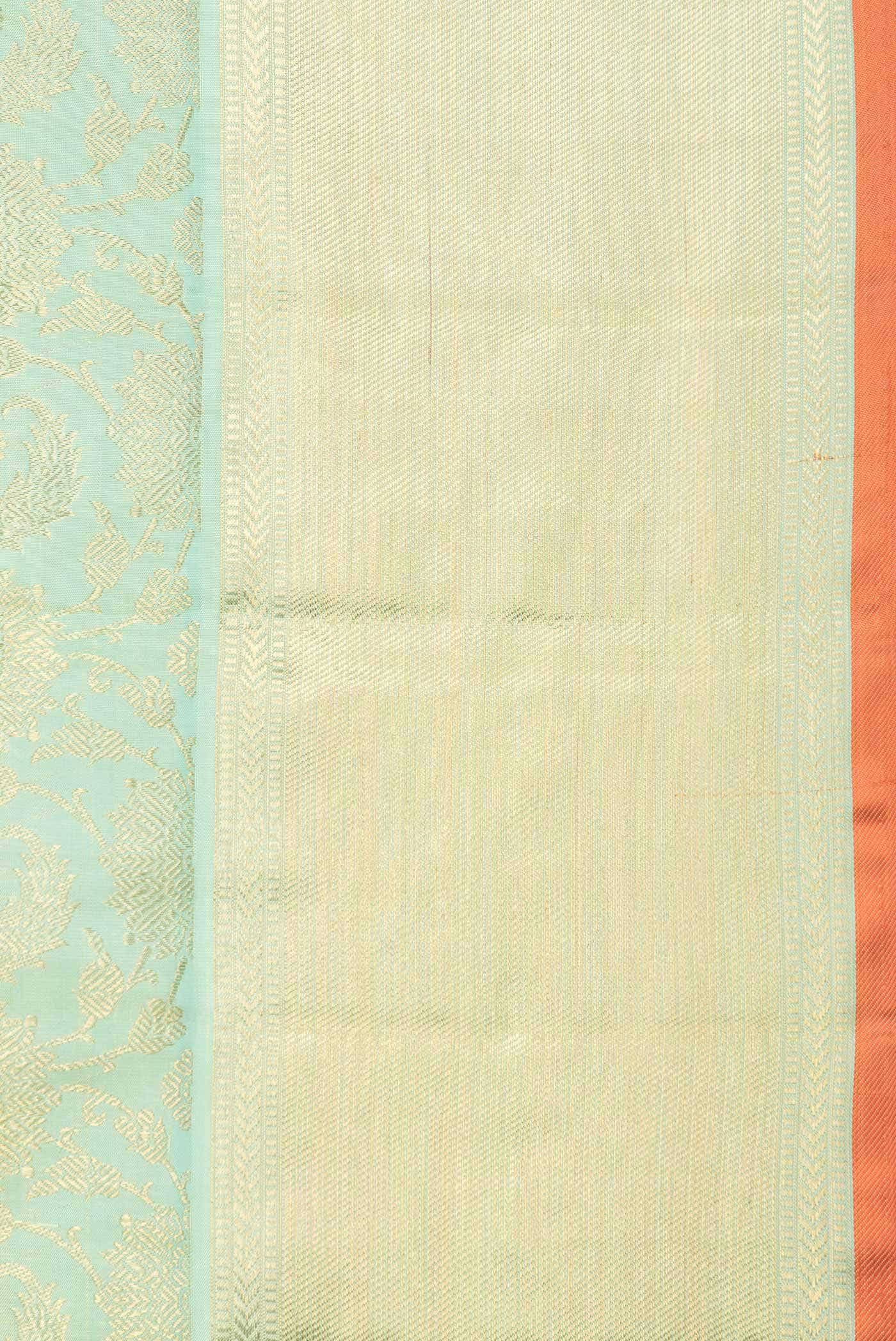 Pure Silk Pure Zari Sea Green Dual Tone Kanchipuram Saree