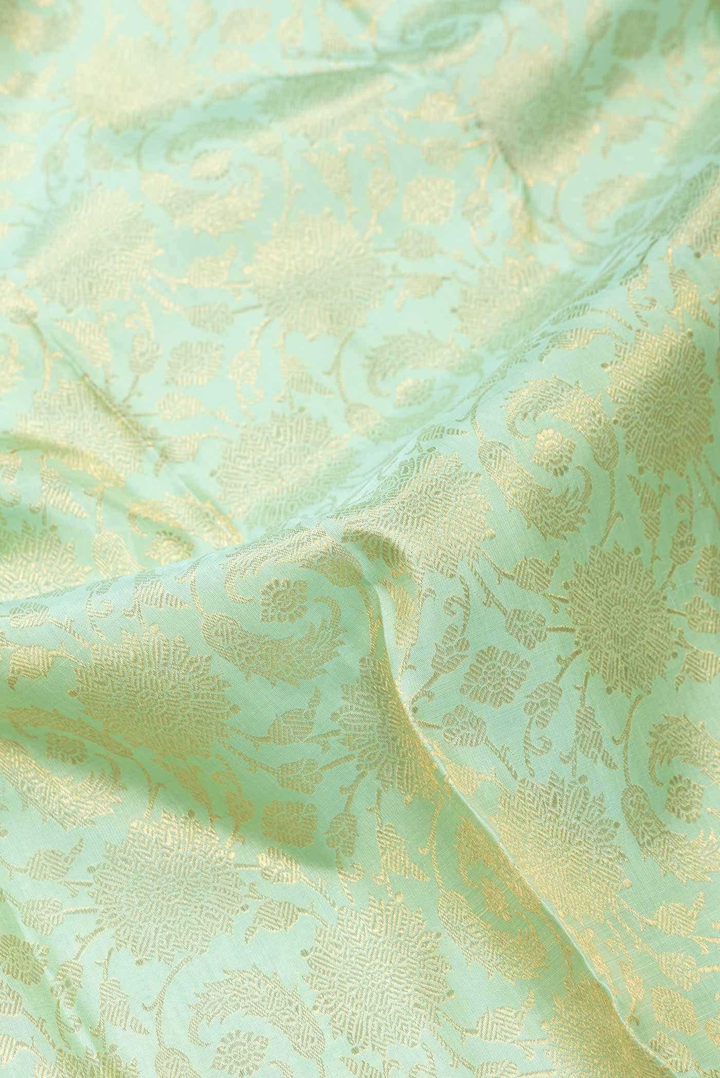 Pure Silk Pure Zari Sea Green Dual Tone Kanchipuram Saree