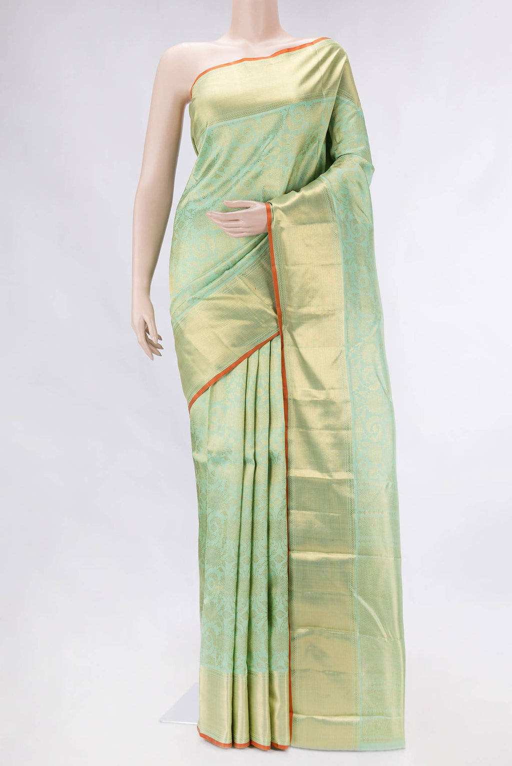 Pure Silk Pure Zari Sea Green Dual Tone Kanchipuram Saree