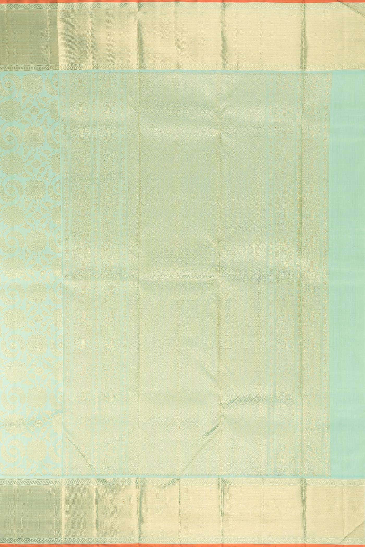 Pure Silk Pure Zari Sea Green Dual Tone Kanchipuram Saree