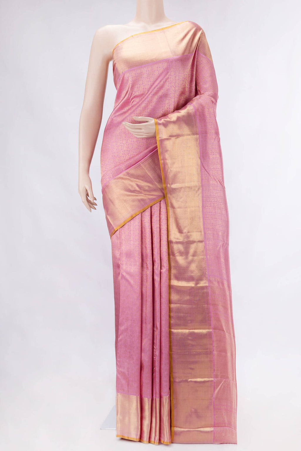 Pure Silk Pure Zari Pink Dual Tone Kanchipuram Saree