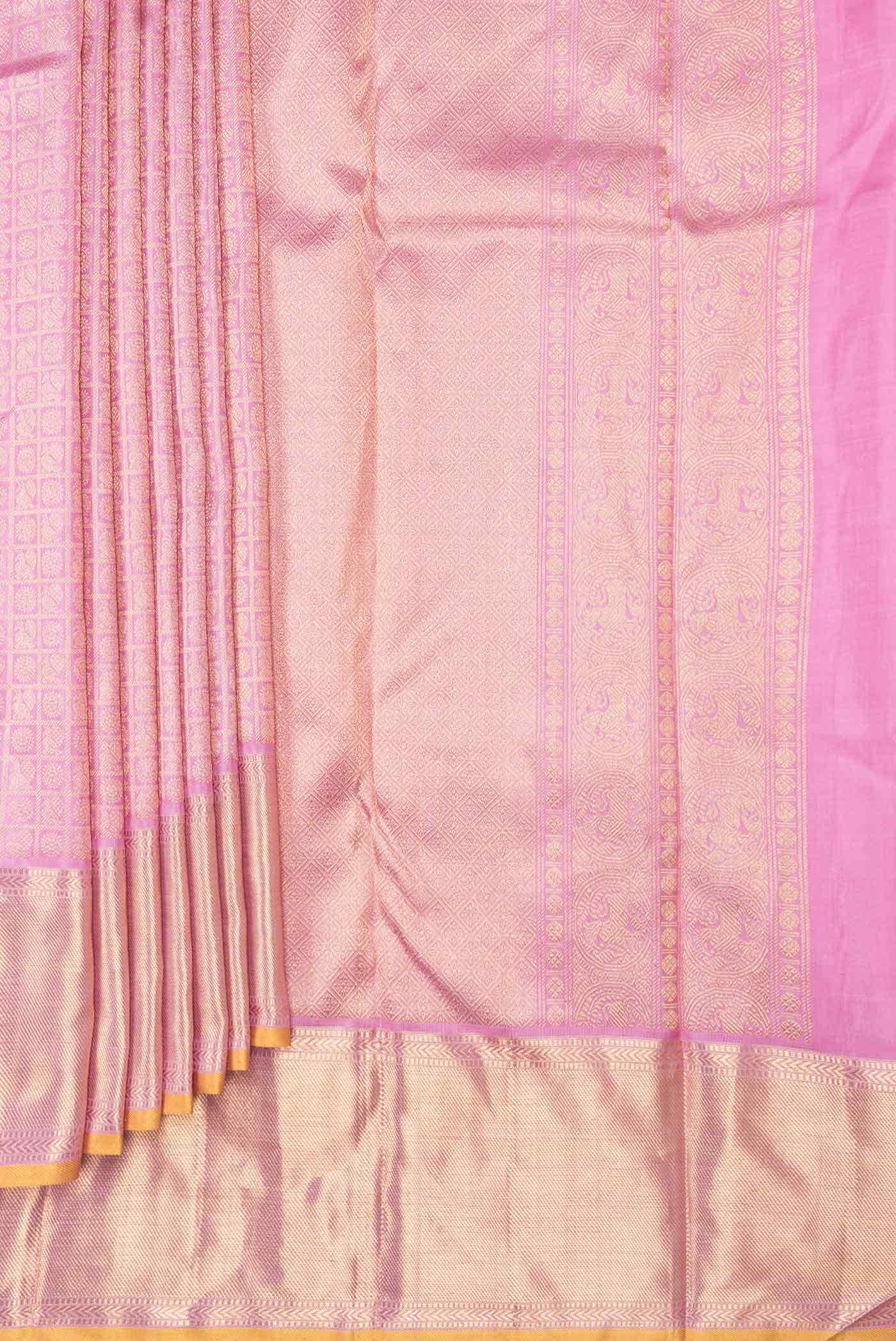 Pure Silk Pure Zari Pink Dual Tone Kanchipuram Saree