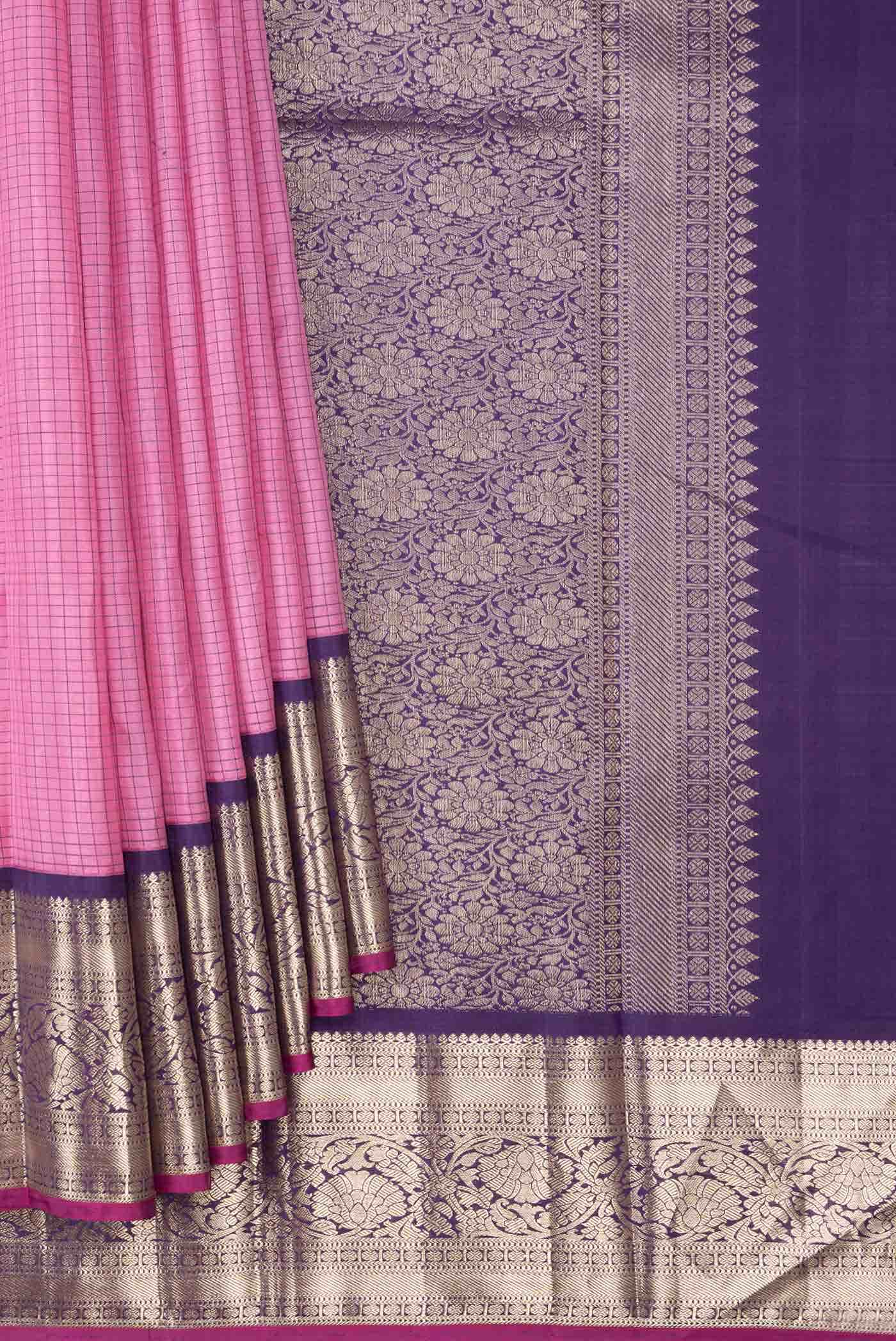 Pink Dual Tone Kanchipuram Silk Saree