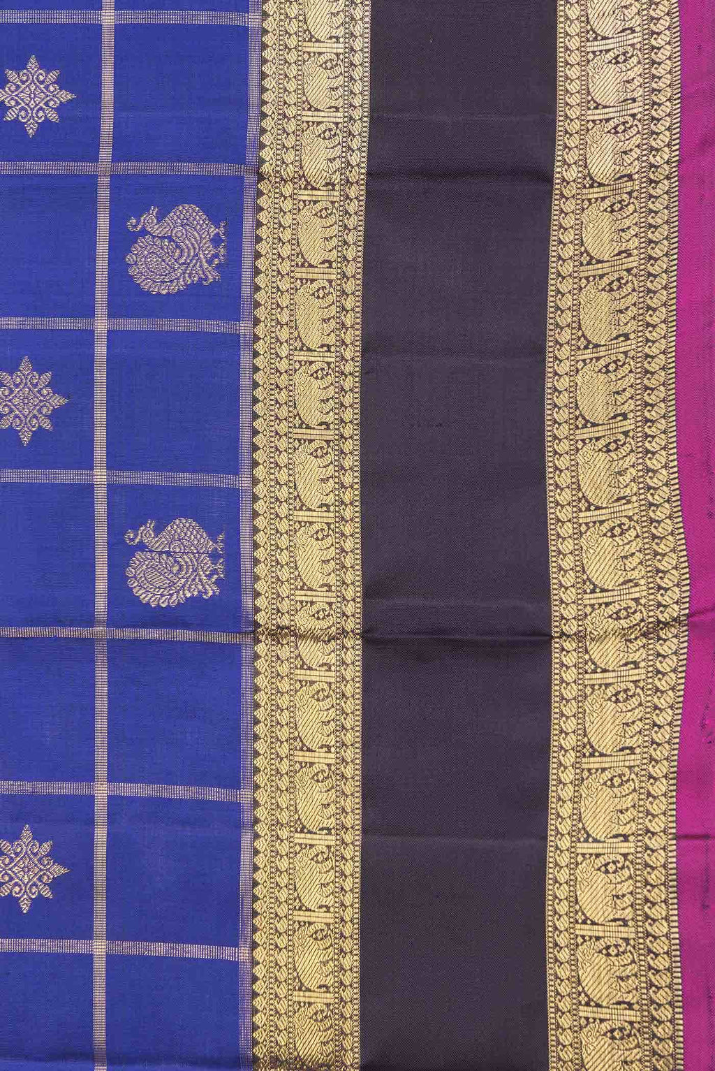 Pure Silk Pure Zari Royal Blue Dual Tone Kanchipuram Saree