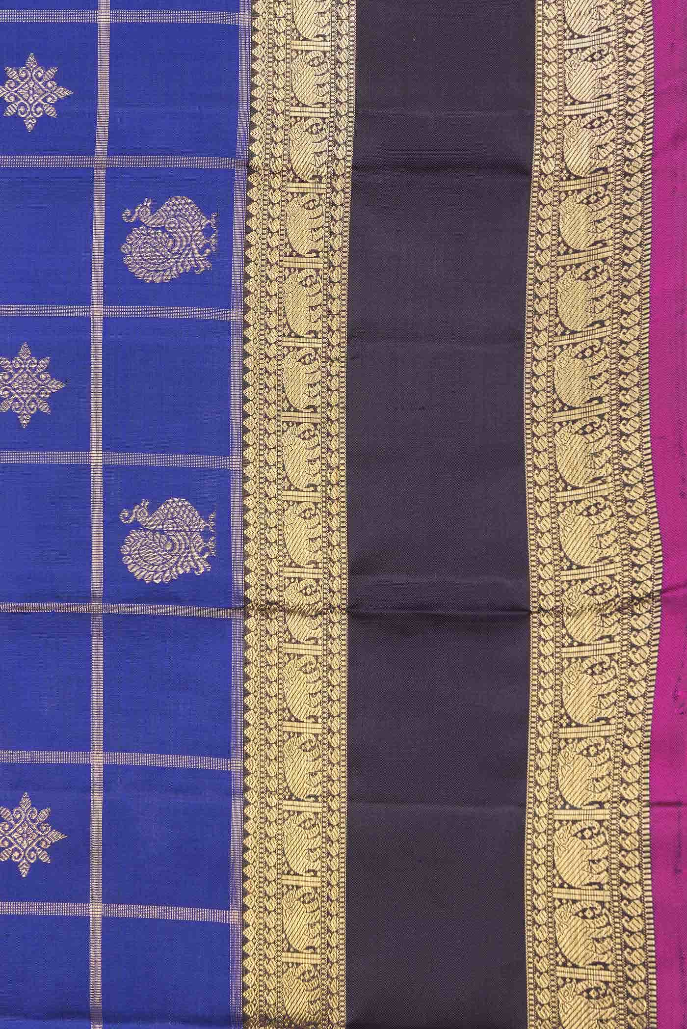 Pure Silk Pure Zari Royal Blue Dual Tone Kanchipuram Saree