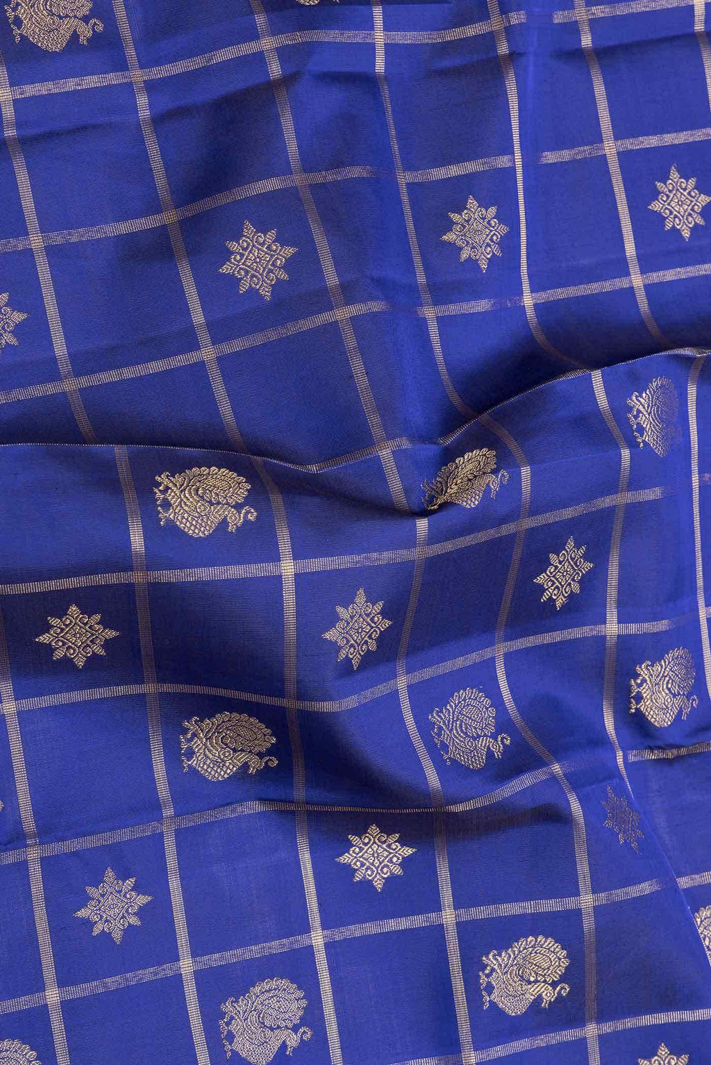 Pure Silk Pure Zari Royal Blue Dual Tone Kanchipuram Saree