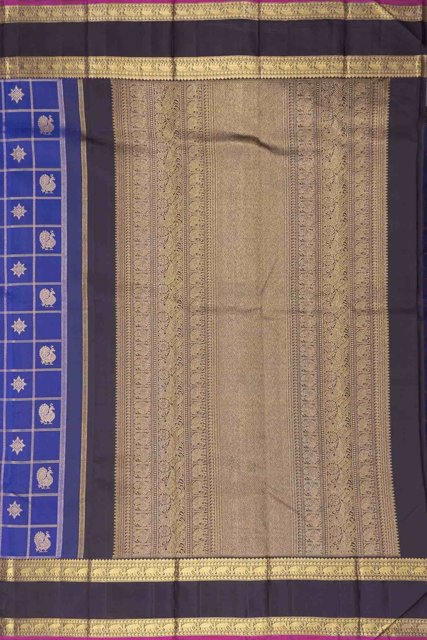 Pure Silk Pure Zari Royal Blue Dual Tone Kanchipuram Saree