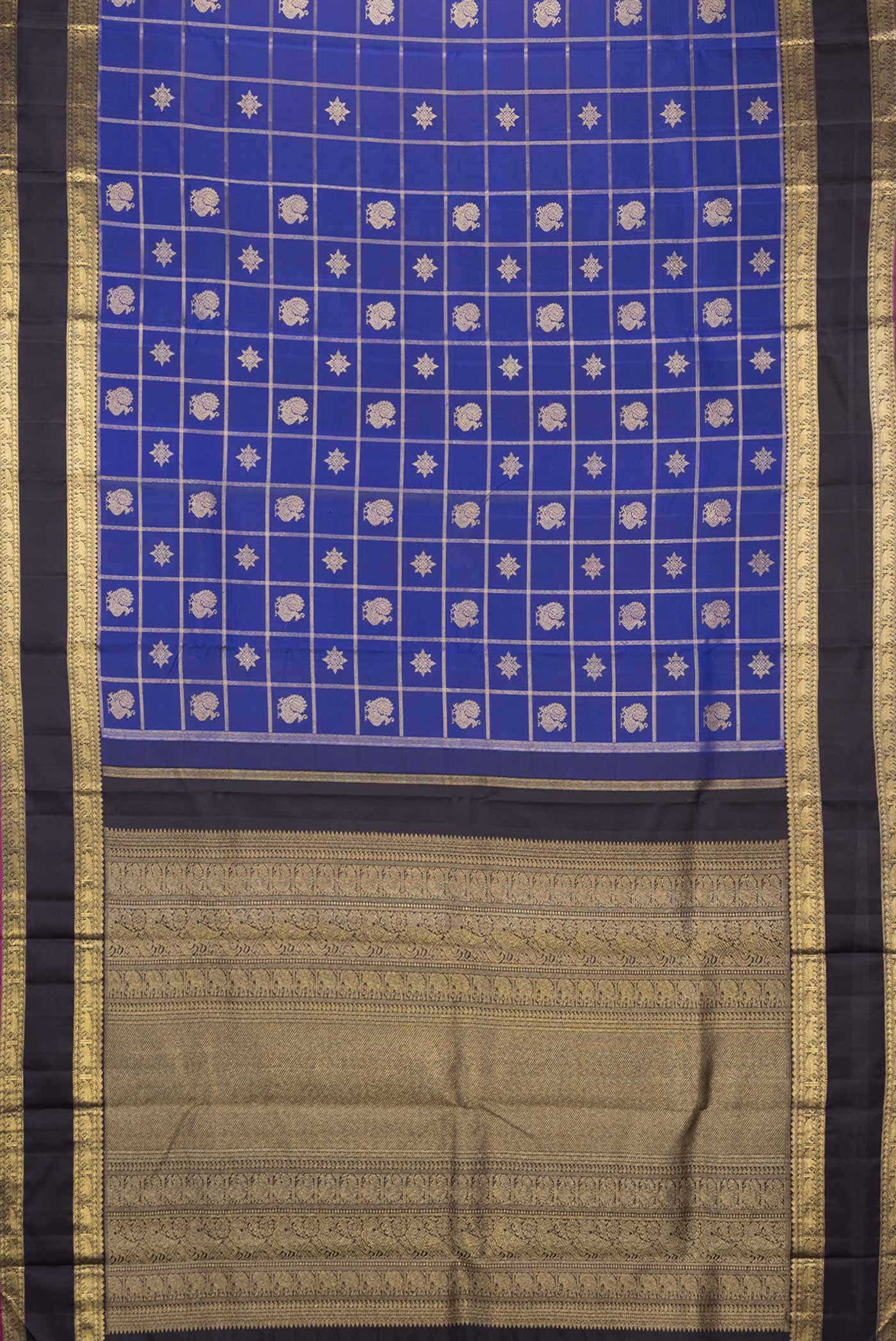 Pure Silk Pure Zari Royal Blue Dual Tone Kanchipuram Saree