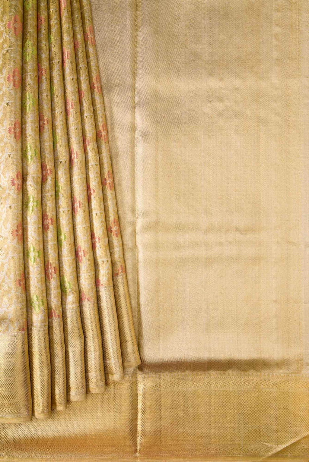 Gold Dual Tone Kanchipuram Tissue Silk Saree