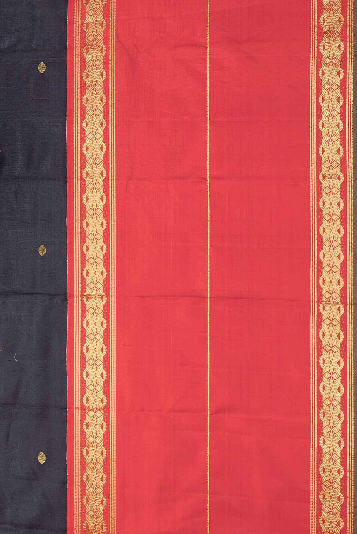 Pure Silk Pure Zari Red Black and Green Dual Tone Kanchipuram Saree