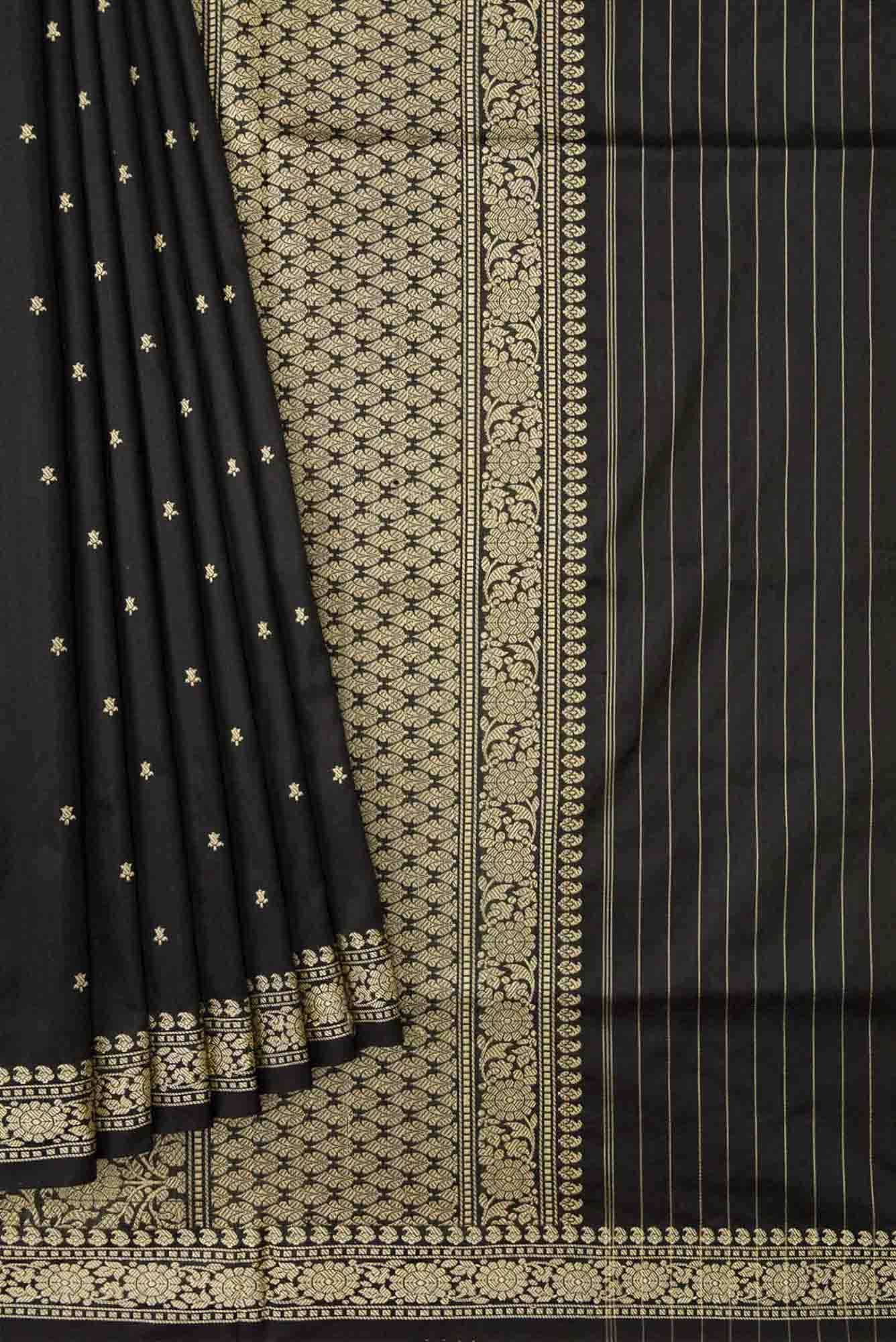 Black Dual Tone Blended Banarasi Silk Saree