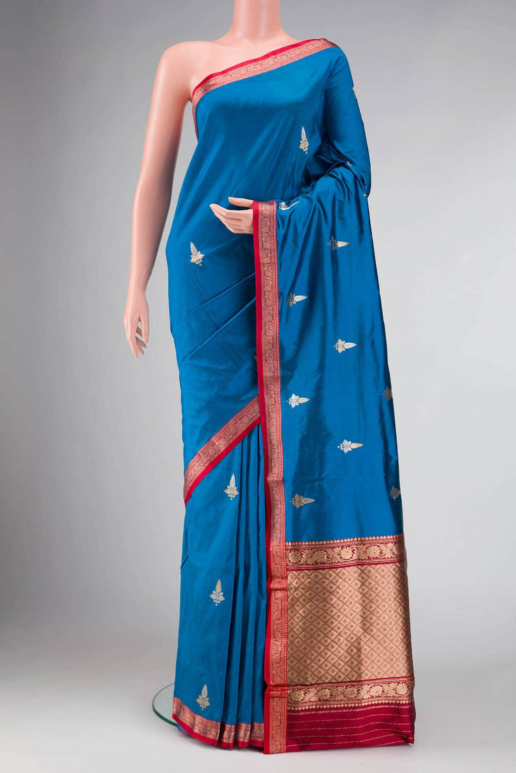 Peacock Blue Dual Tone Blended Banarasi Silk Saree