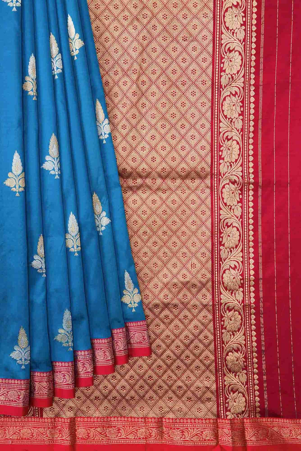 Peacock Blue Dual Tone Blended Banarasi Silk Saree