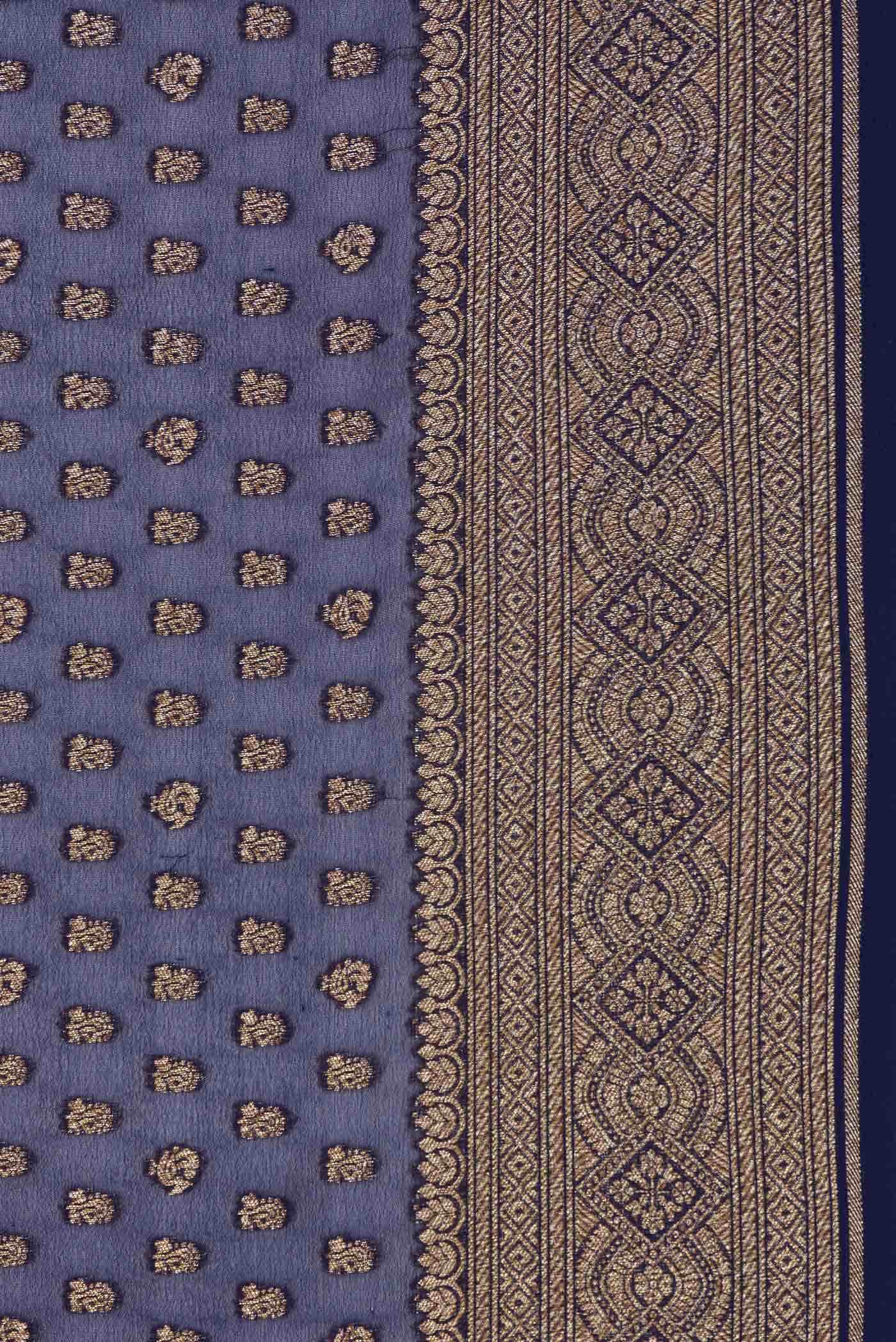 Navy Blue Dual Tone Banarasi Georgette Saree