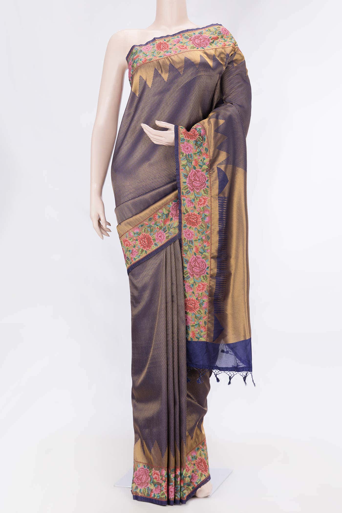 Violet Dual Tone Blended Banarasi Silk Saree