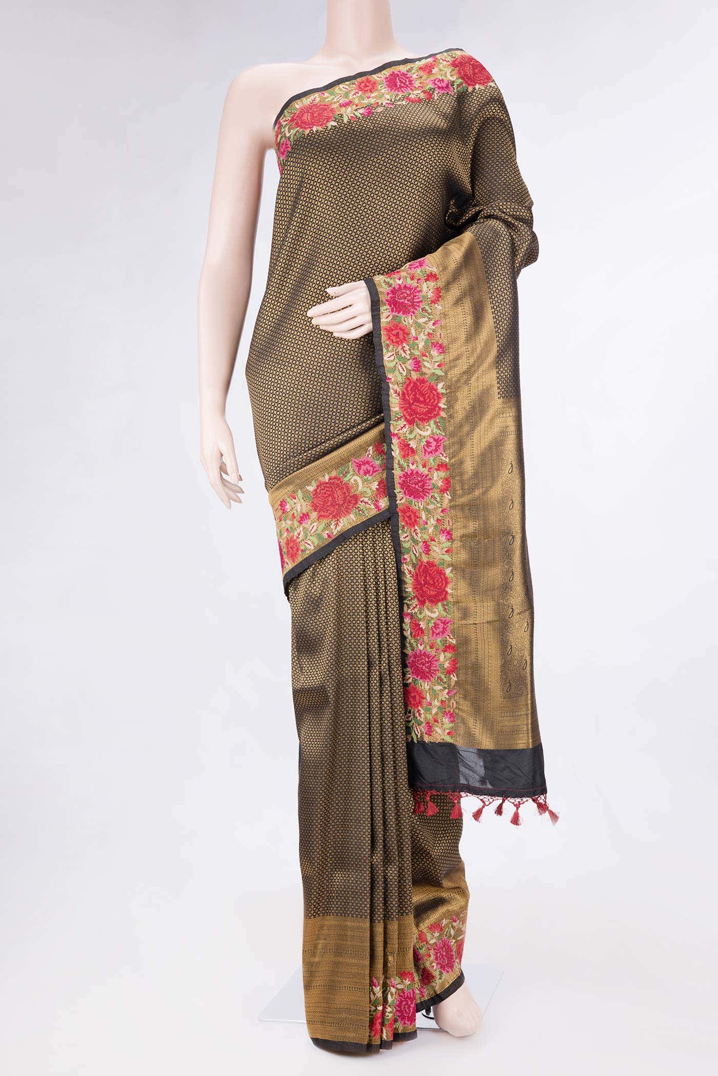 Black Dual Tone Blended Banarasi Silk Saree