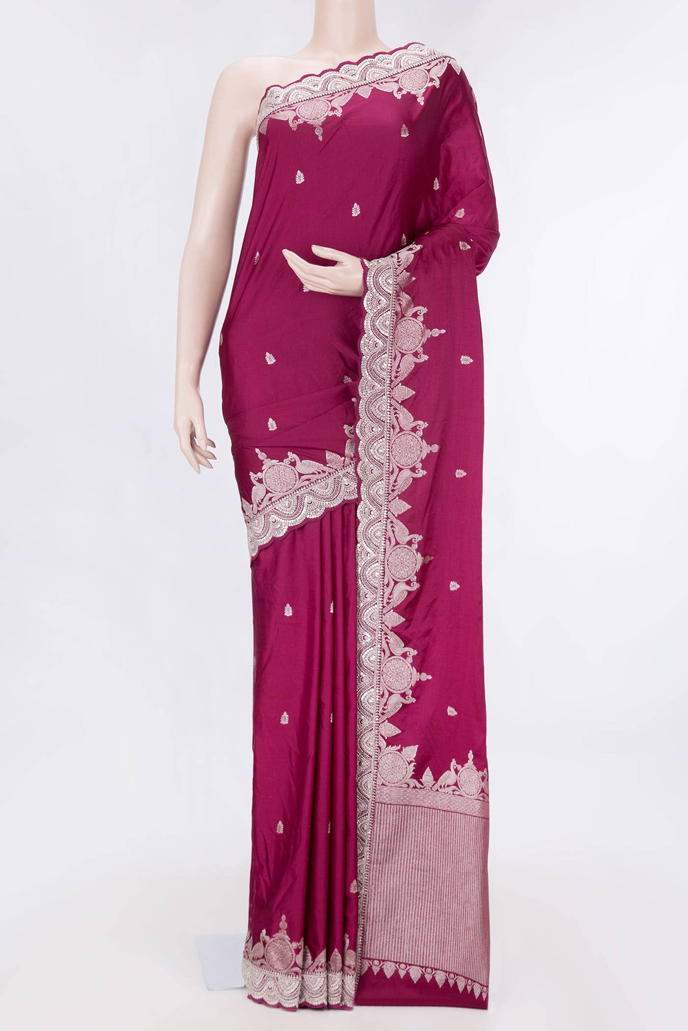 Magenta Dual Tone Satin Crepe Saree