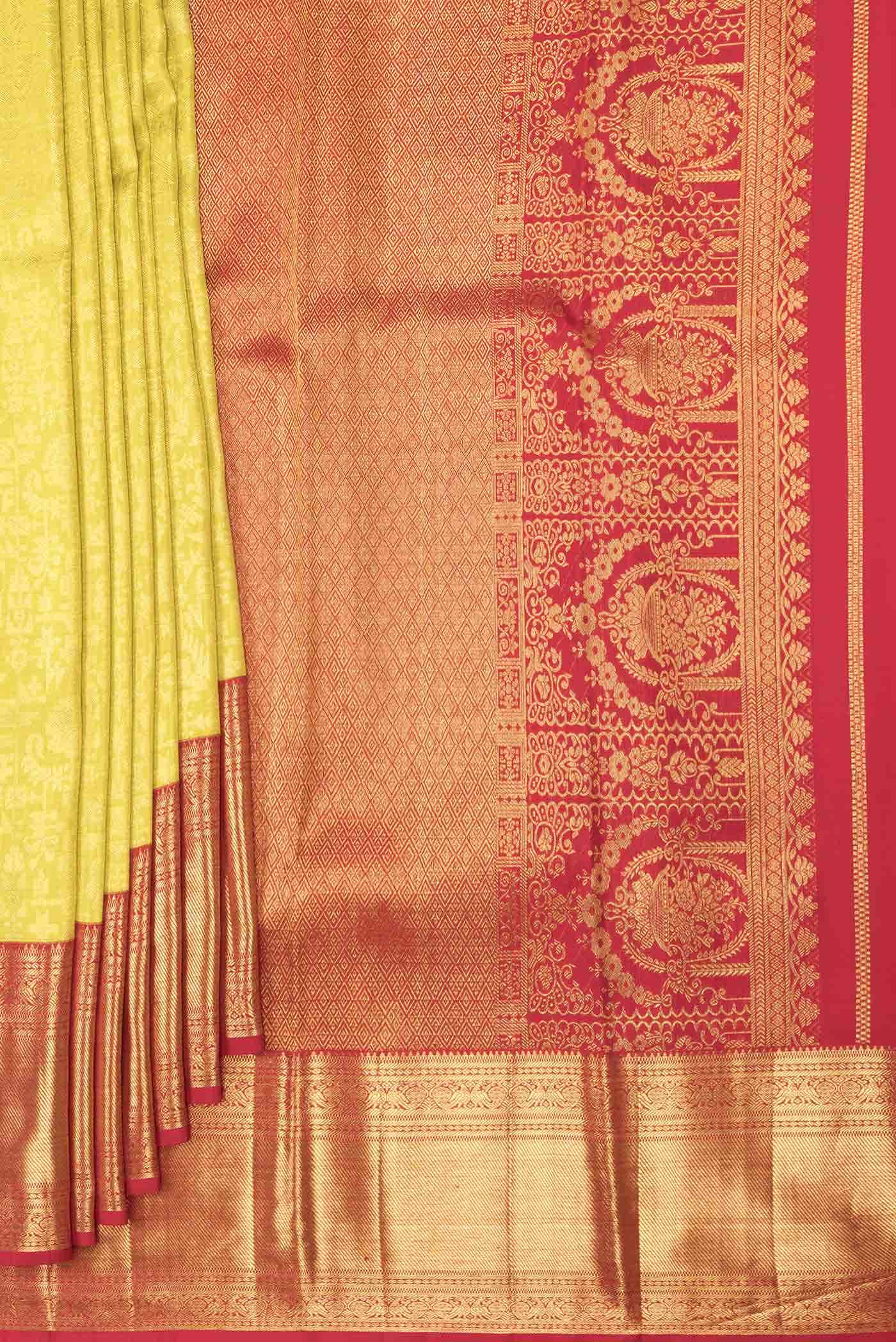 Yellow Dual Tone Kanchipuram Silk Saree