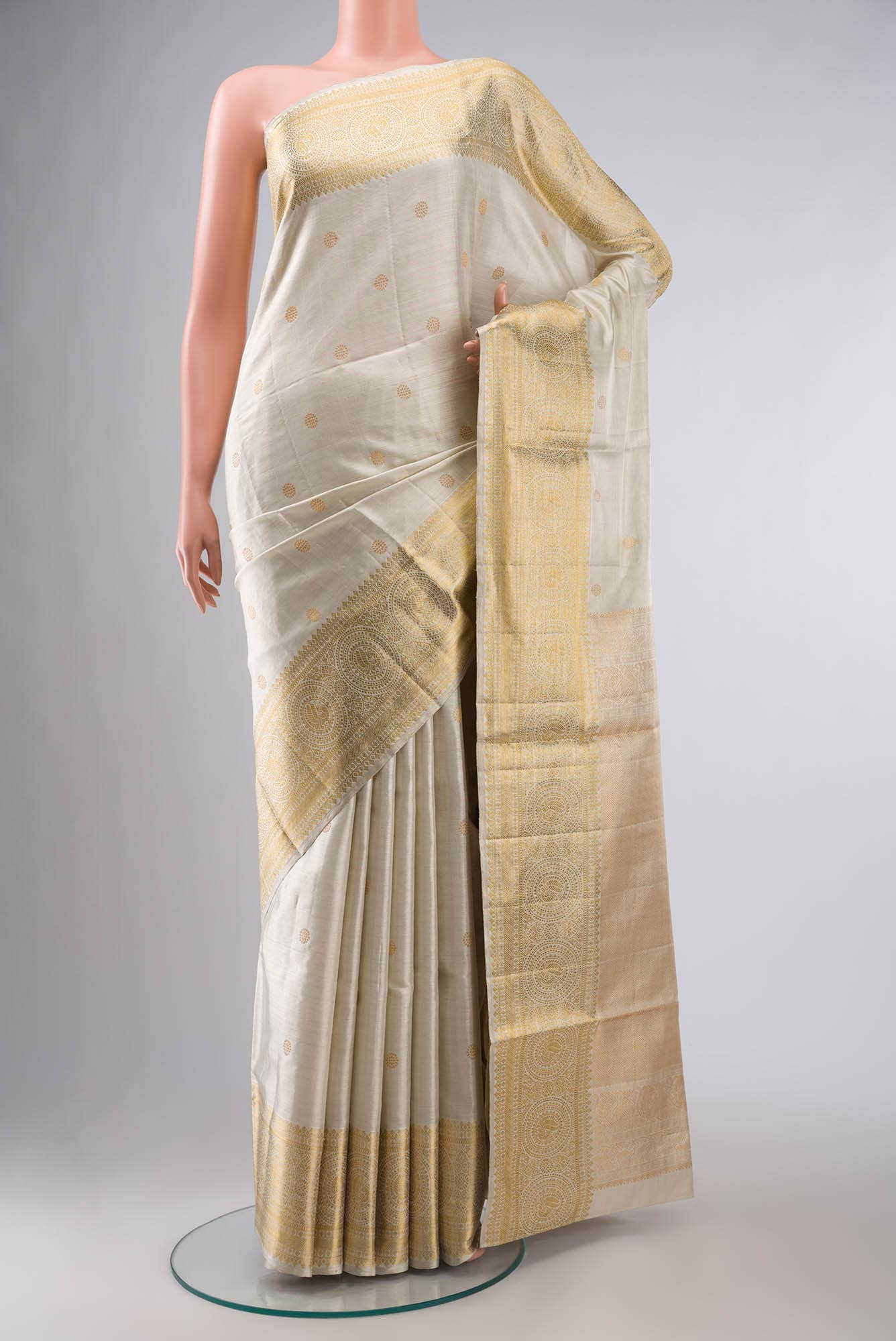 Silver Kanchipuram Tissue Silk Saree