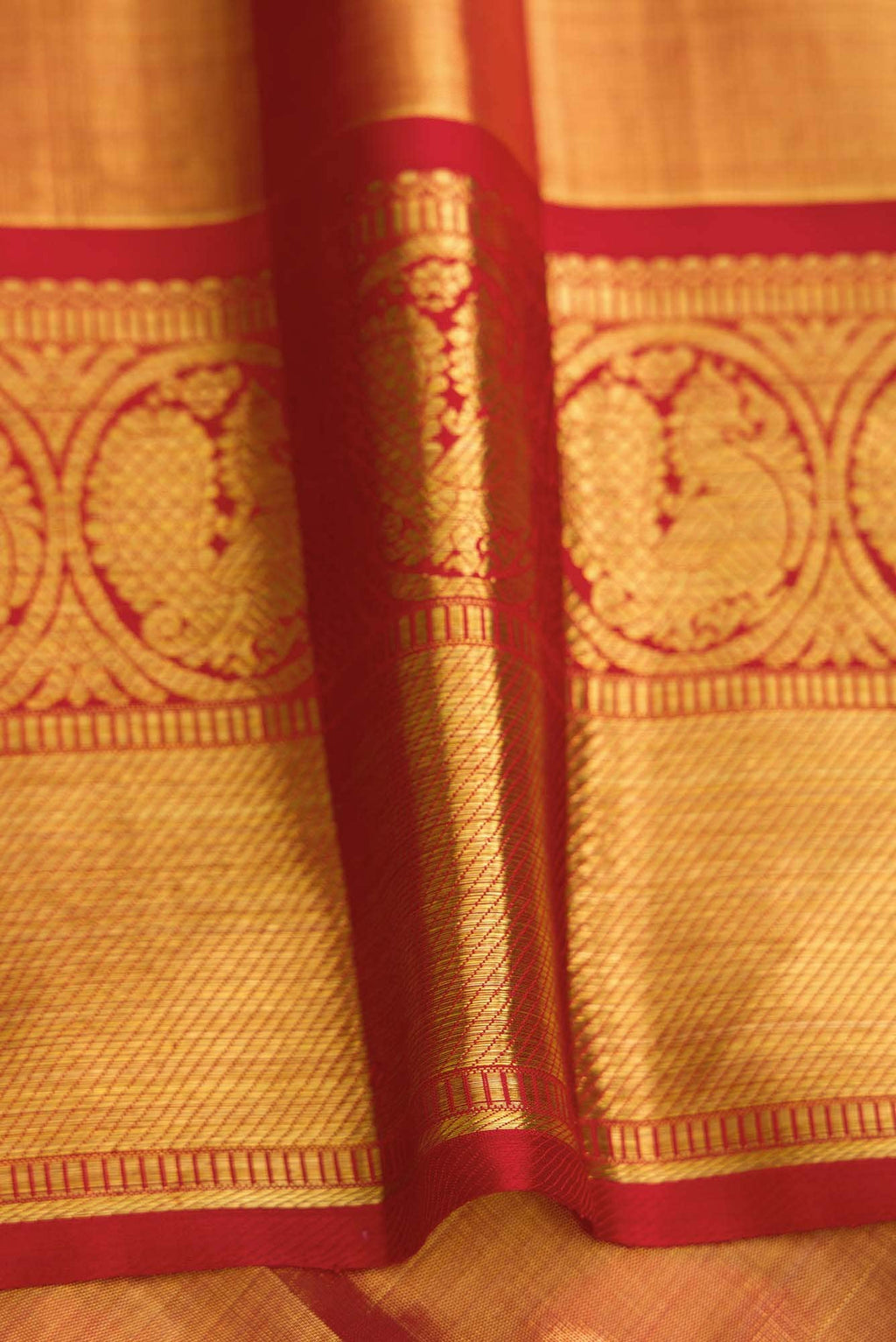 Sandal Dual Tone Kanchipuram Tissue Silk Saree