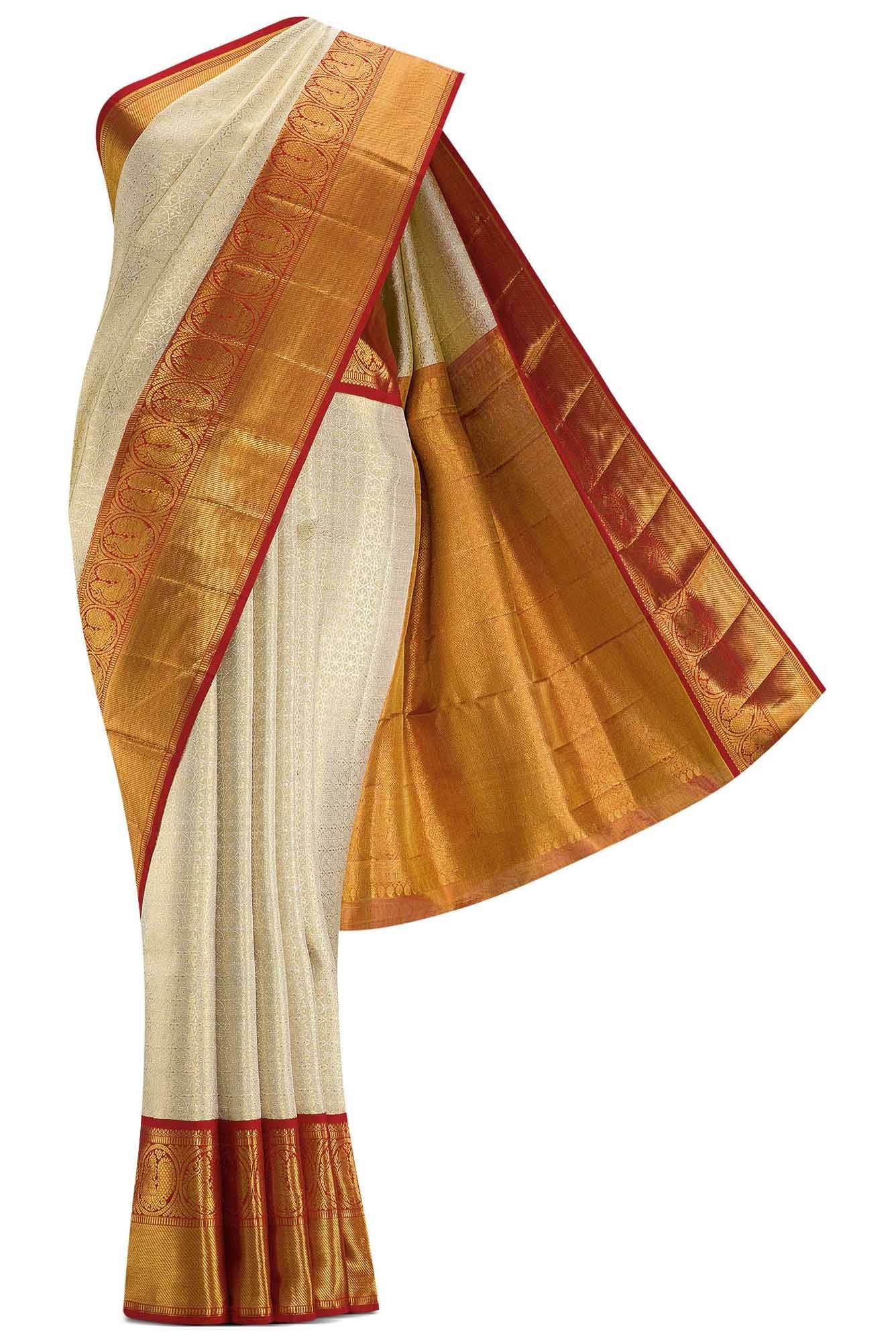 Sandal Dual Tone Kanchipuram Tissue Silk Saree