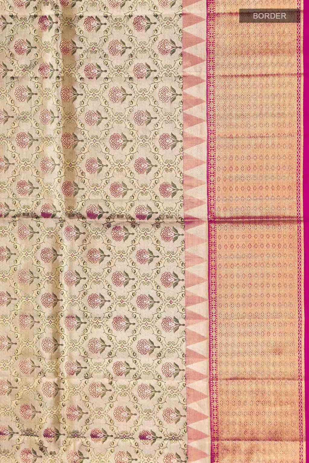 Beige Kanchipuram Tissue Silk Saree