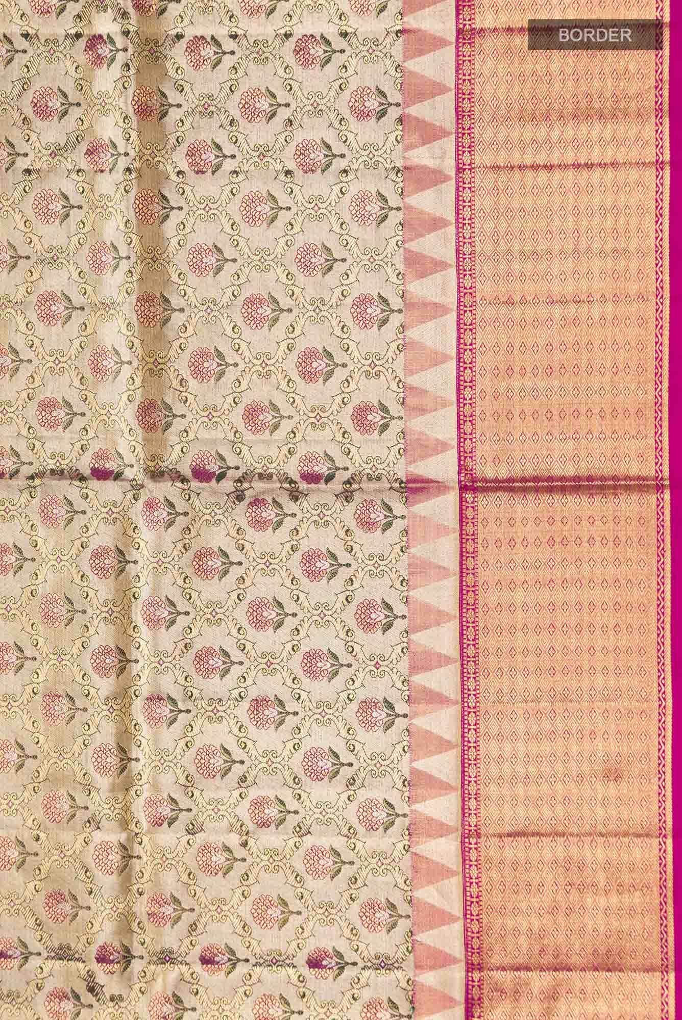 Beige Kanchipuram Tissue Silk Saree
