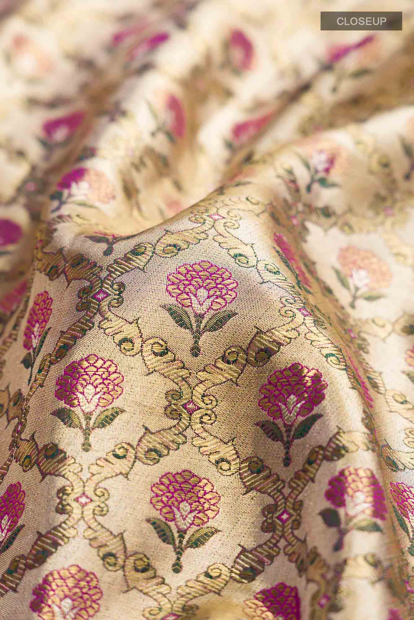Beige Kanchipuram Tissue Silk Saree