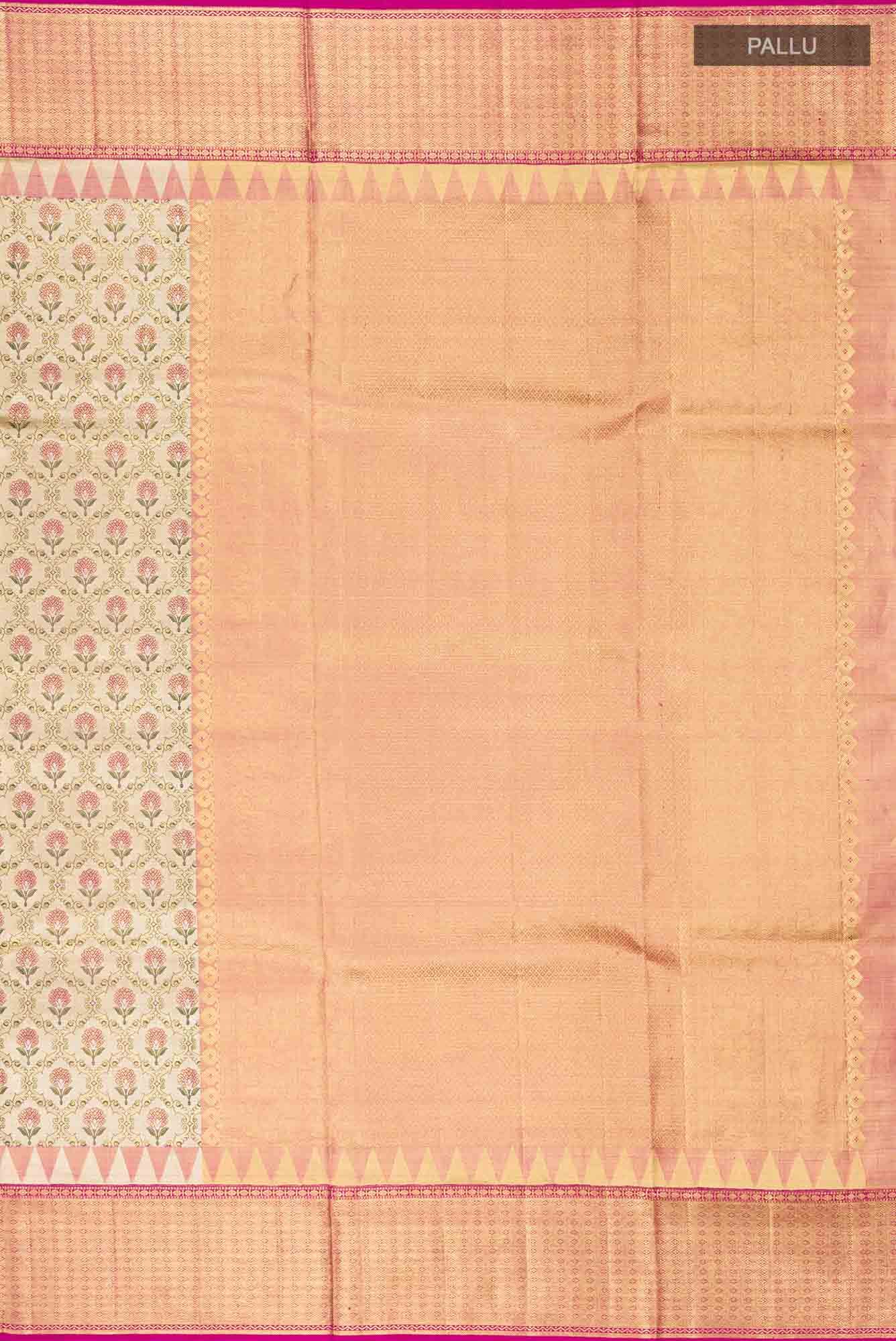Beige Kanchipuram Tissue Silk Saree