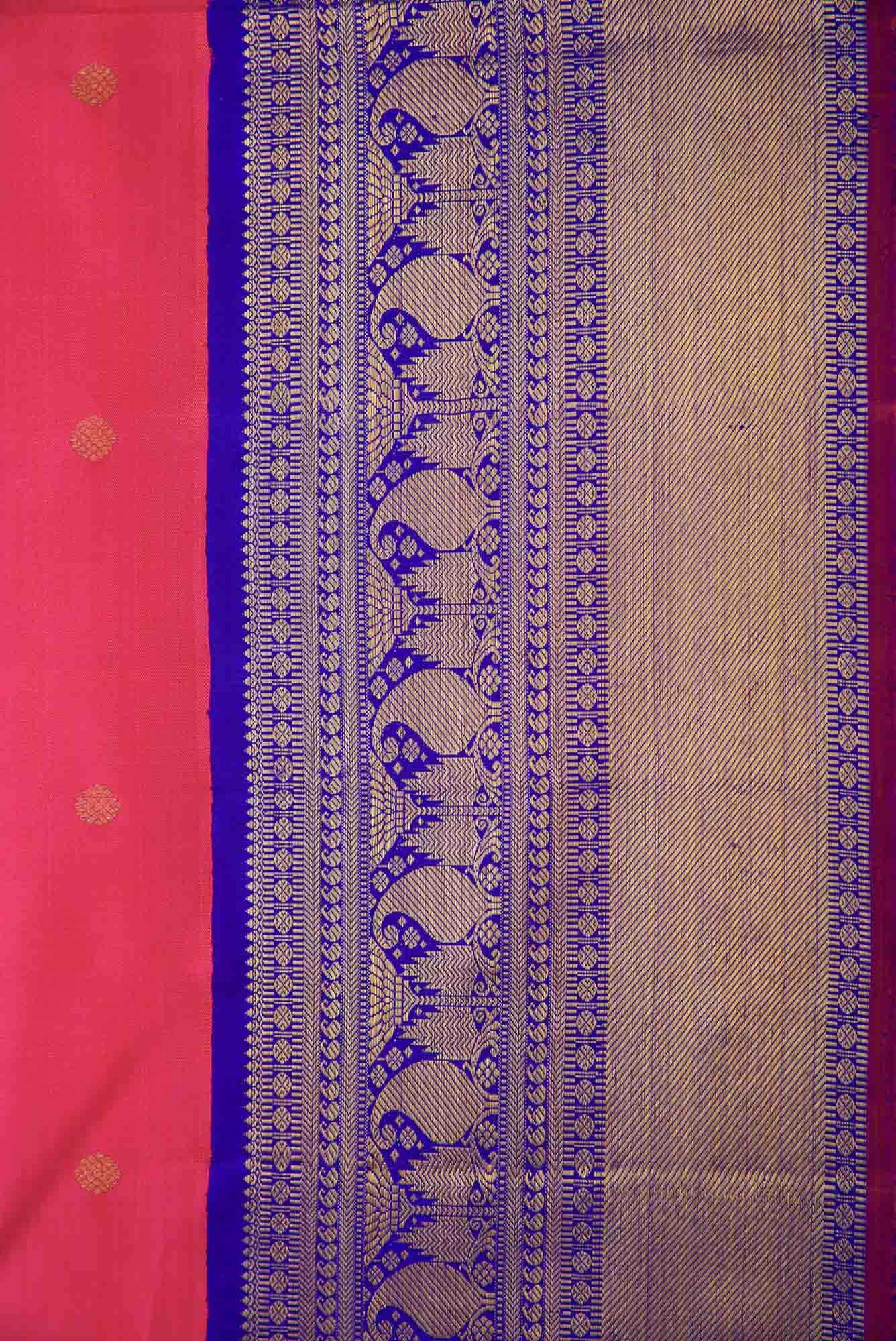 Pure Silk Pure Zari Pink Dual Tone Kanchipuram Saree