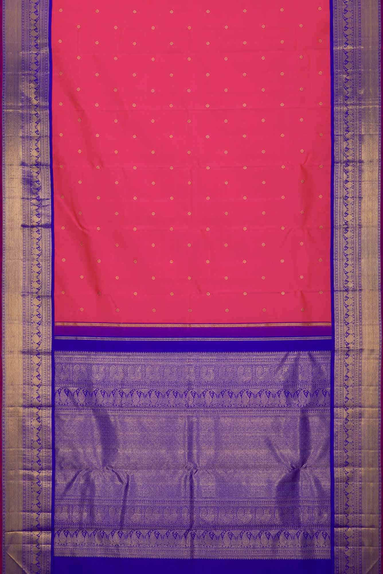 Pure Silk Pure Zari Pink Dual Tone Kanchipuram Saree