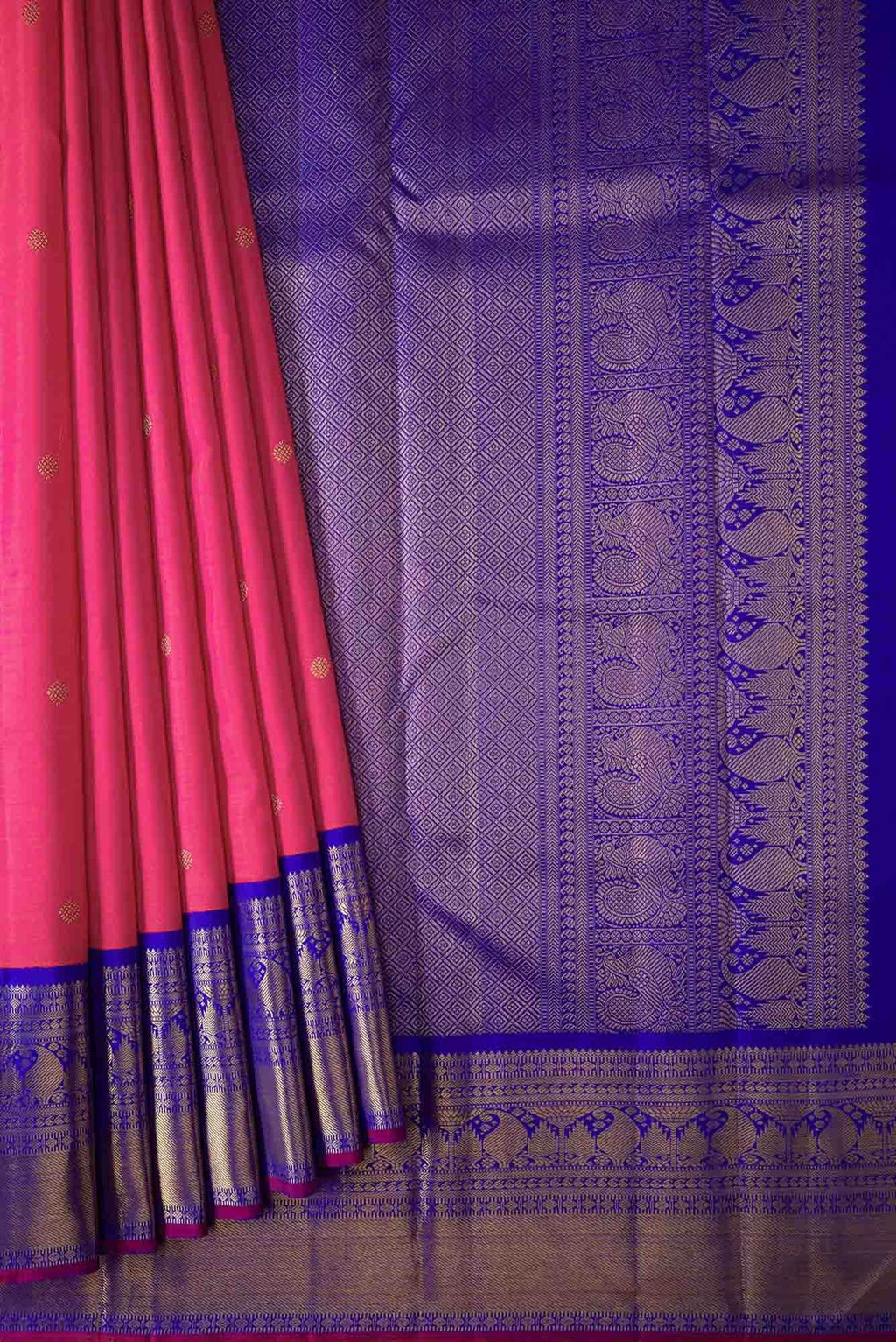 Pure Silk Pure Zari Pink Dual Tone Kanchipuram Saree
