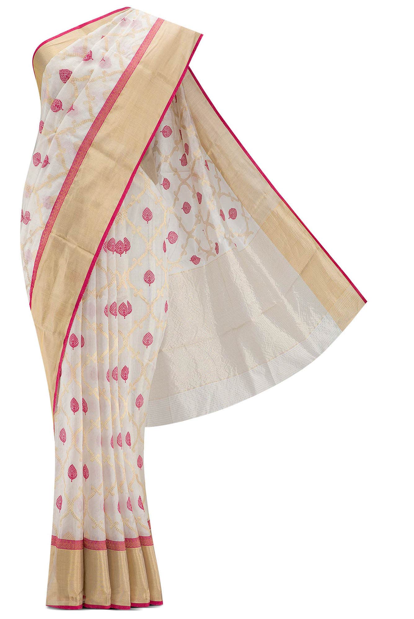 Off White Dual Tone Chanderi Silk Saree