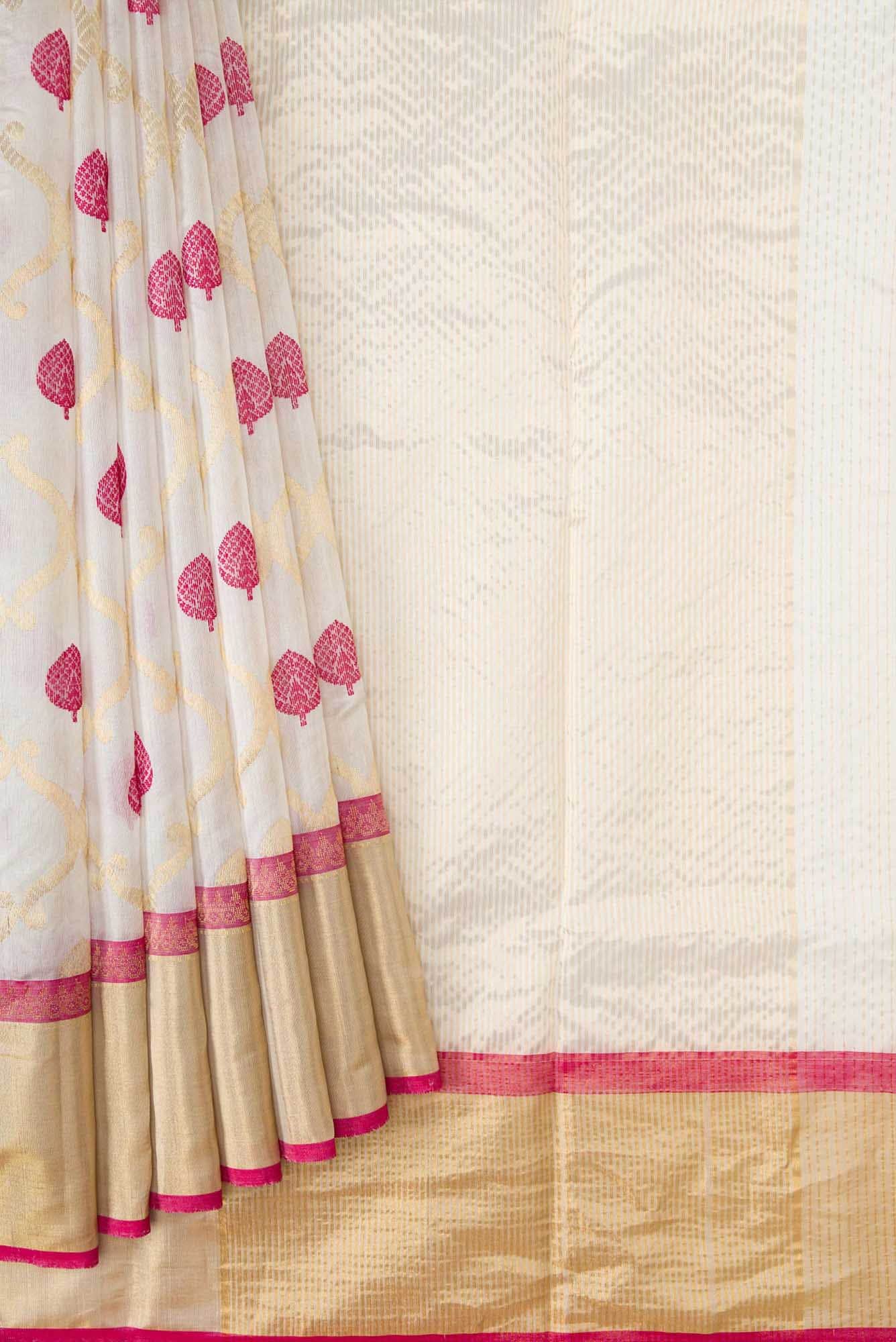 Off White Dual Tone Chanderi Silk Saree