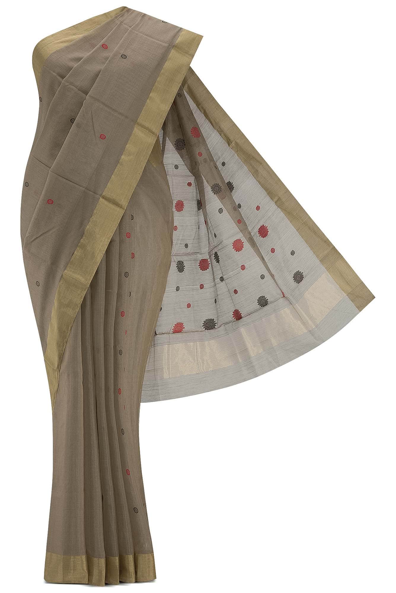 Brown Dual Tone Chanderi Silk Saree
