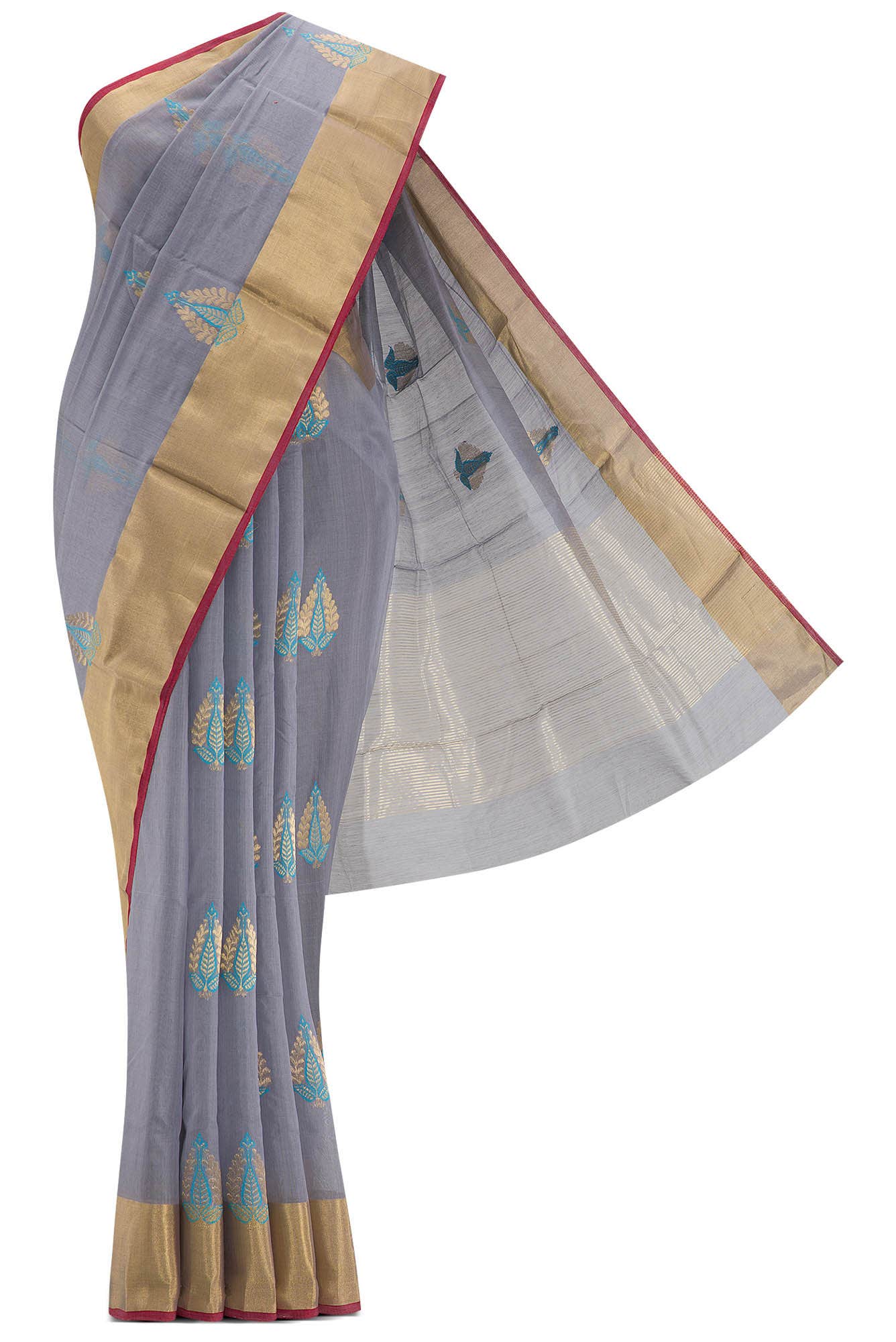 Grey Dual Tone Chanderi Silk Saree