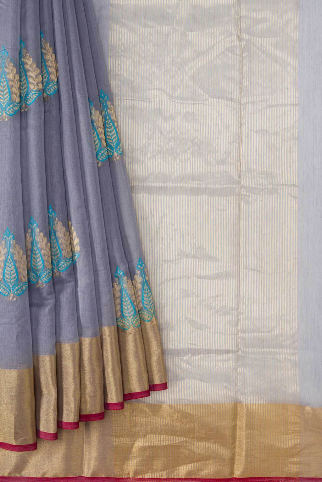 Grey Dual Tone Chanderi Silk Saree