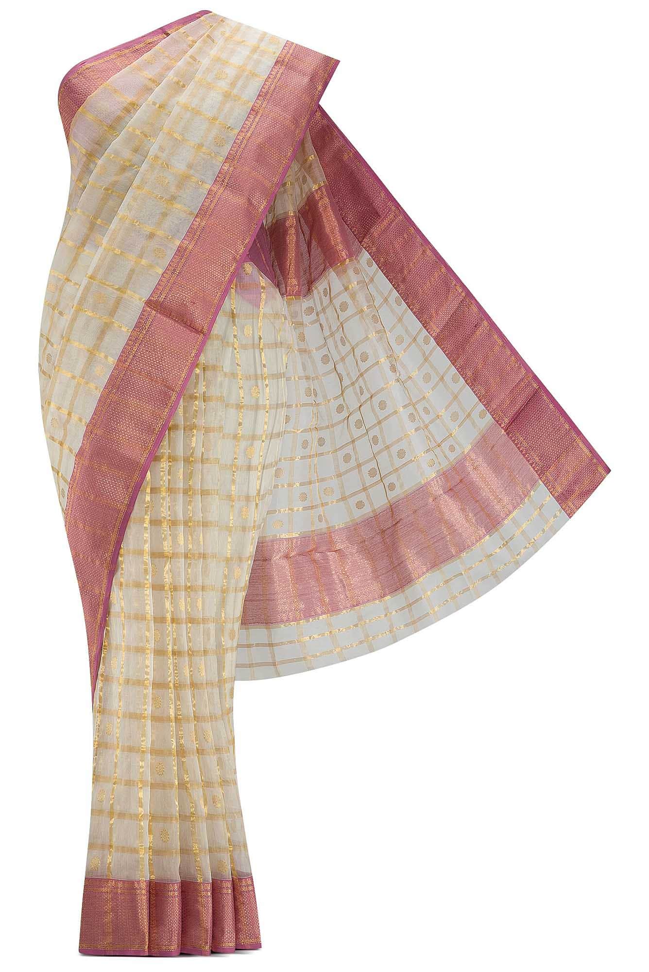 Off White Dual Tone Chanderi Silk Saree
