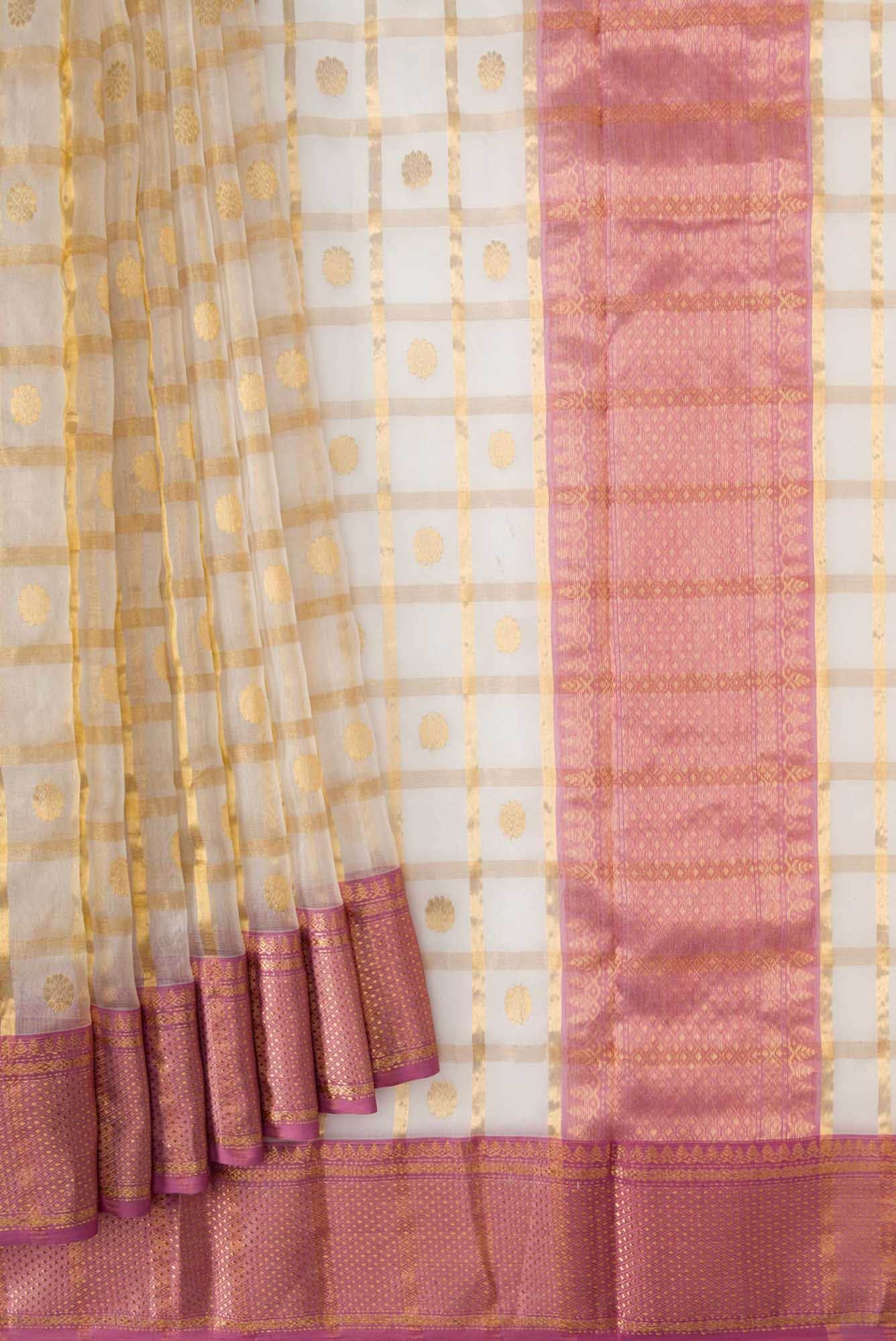 Off White Dual Tone Chanderi Silk Saree