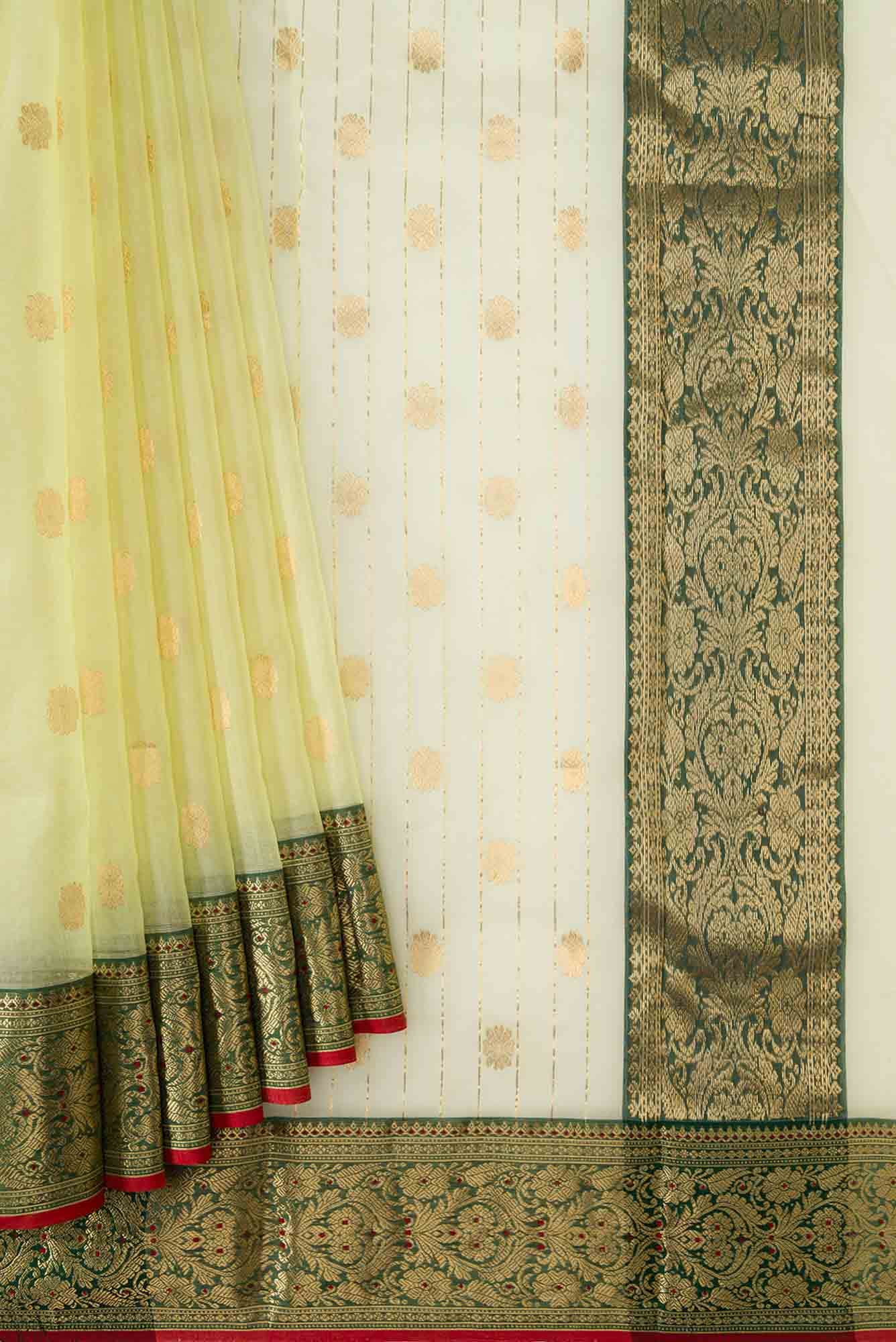 Lemon Yellow Dual Tone Chanderi Silk Saree