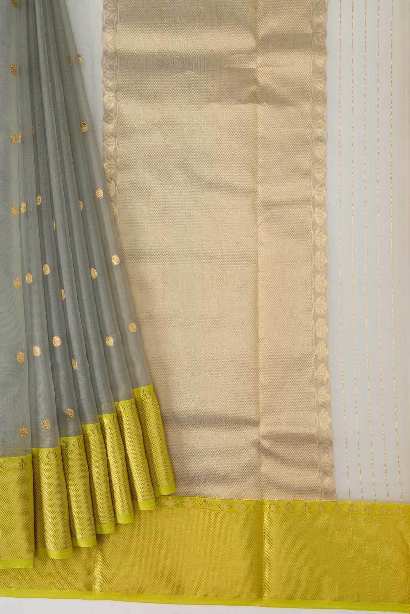 Grey Dual Tone Chanderi Silk Saree