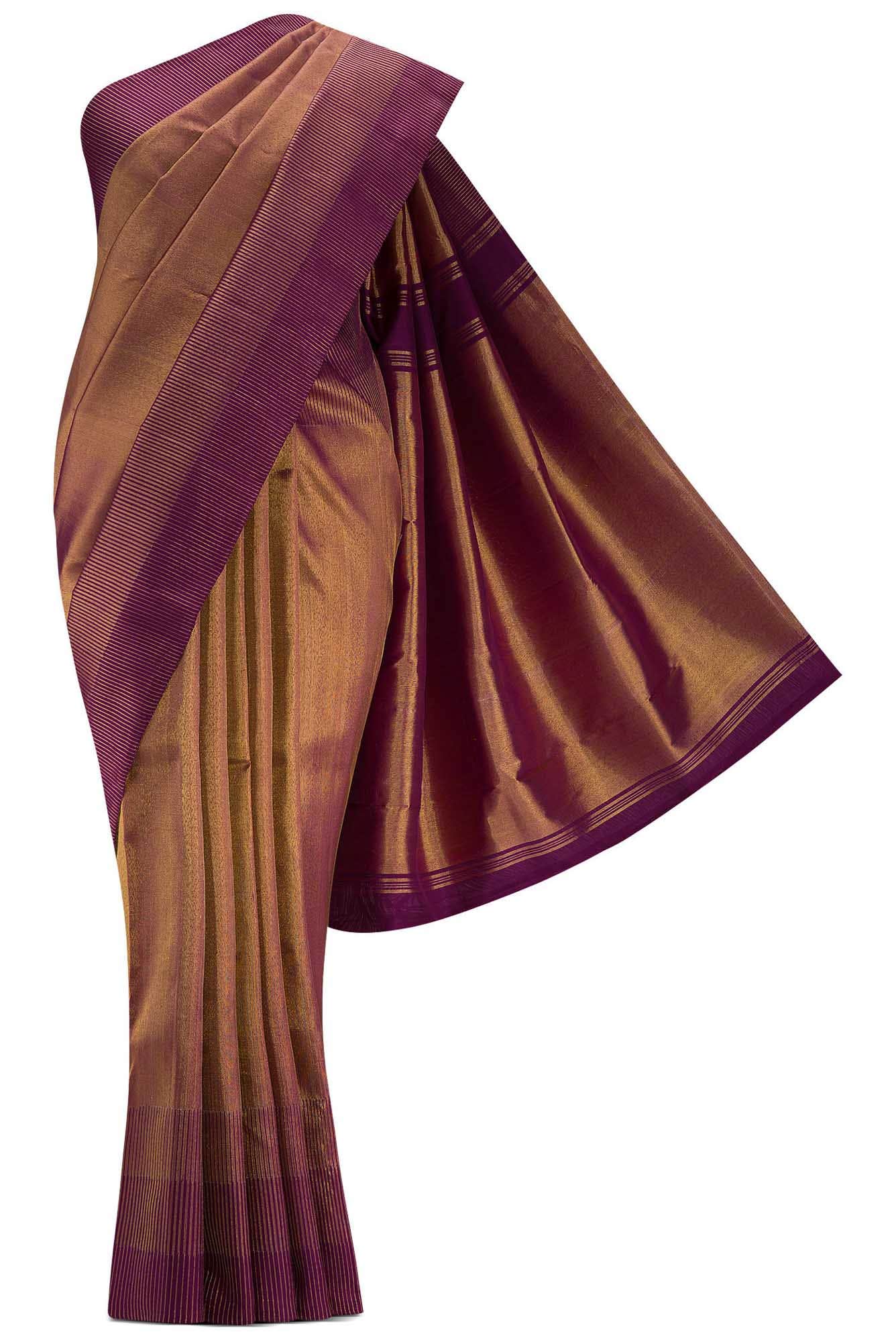 Magenta Dual Tone Kanchipuram Tissue Silk Saree