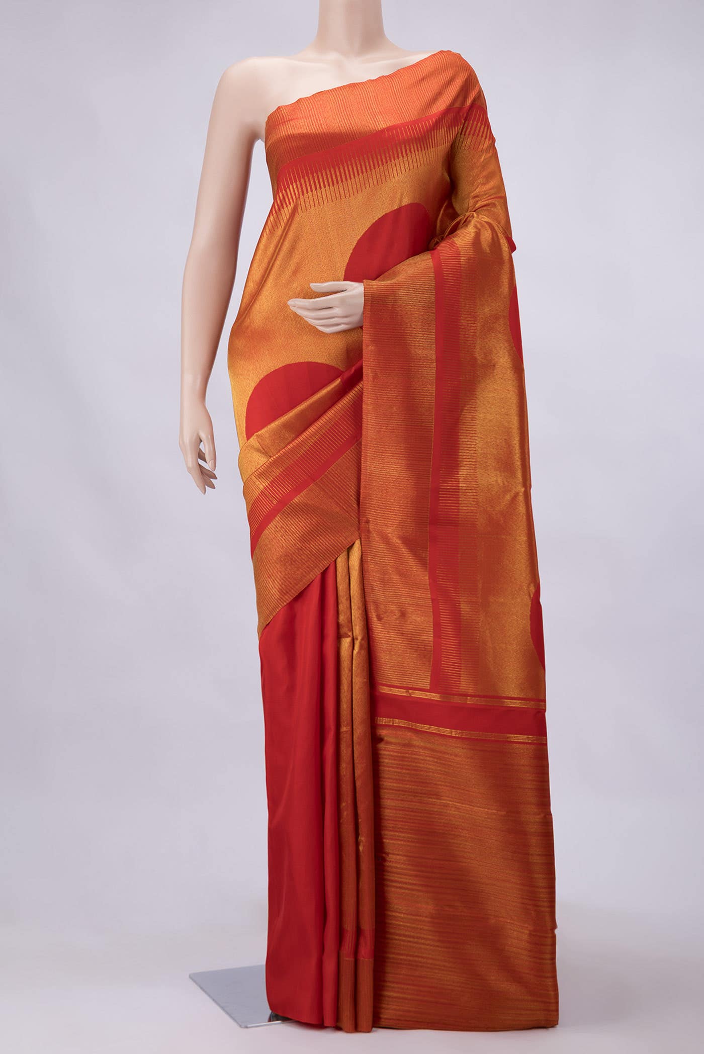 Red Dual Tone Kanchipuram Silk Saree