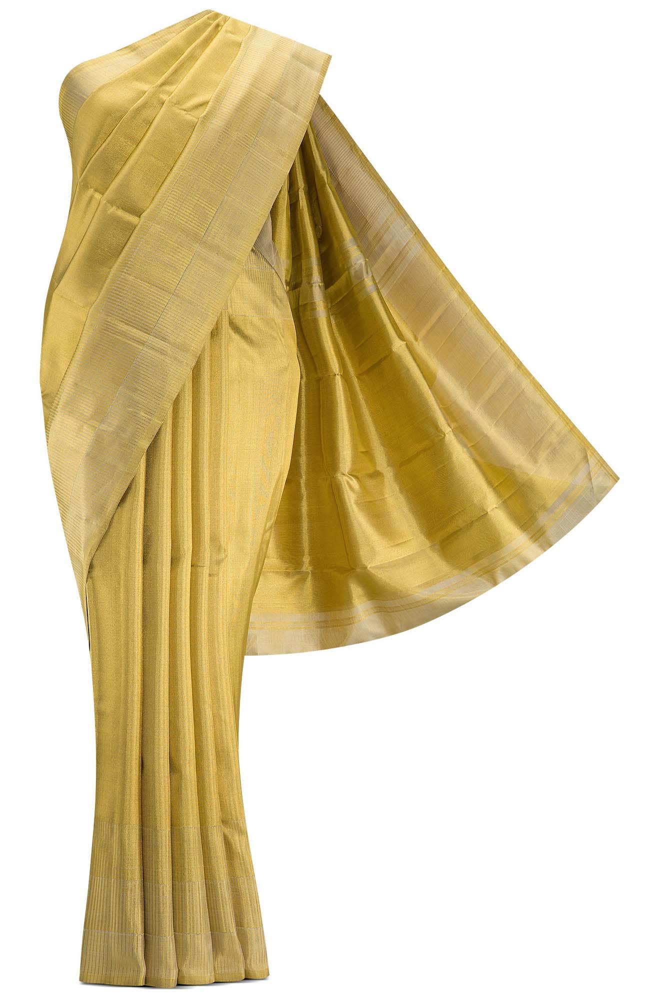 Gold Dual Tone Kanjivaram Tissue Silk Saree