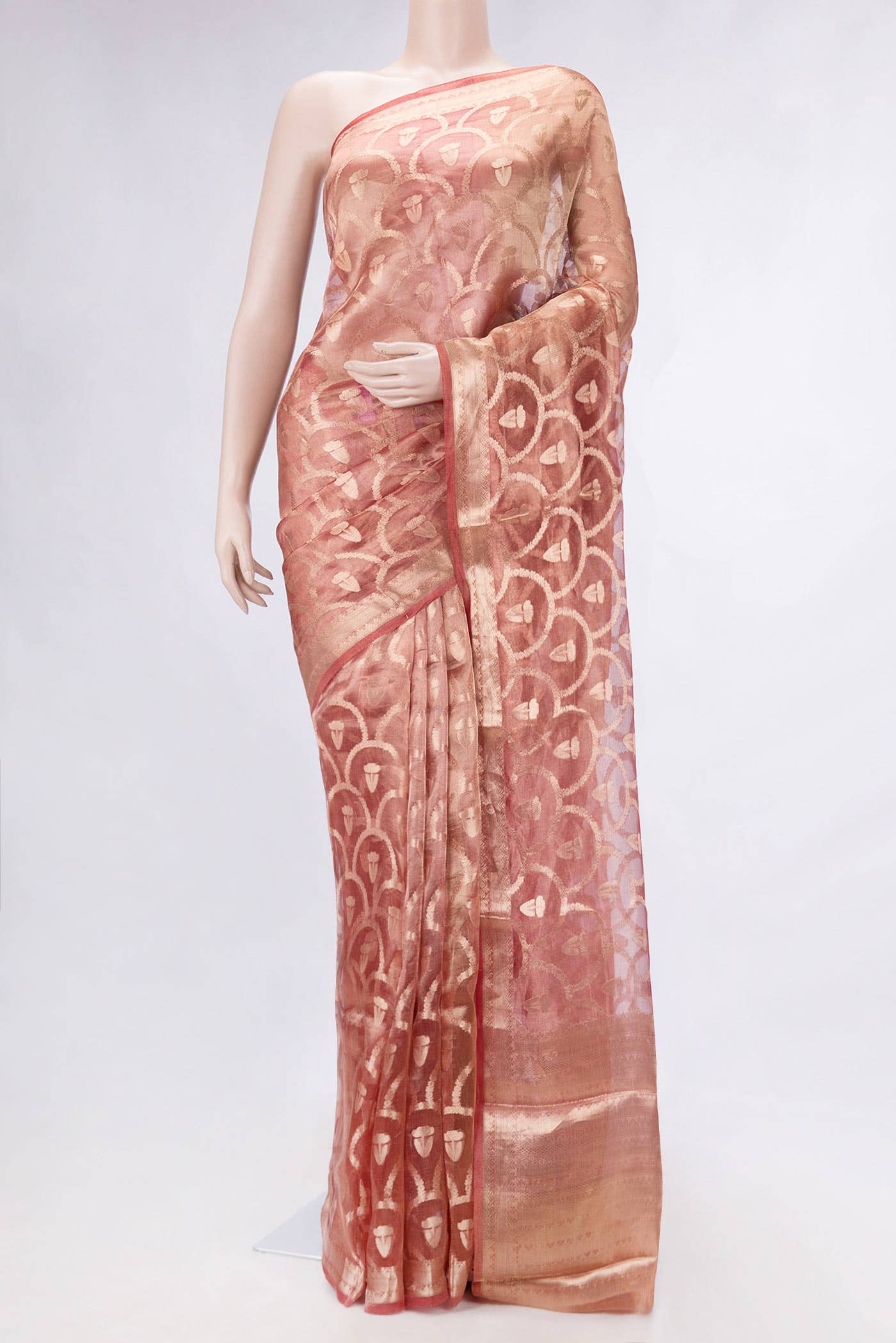 Red Dual Tone Organza Silk Saree
