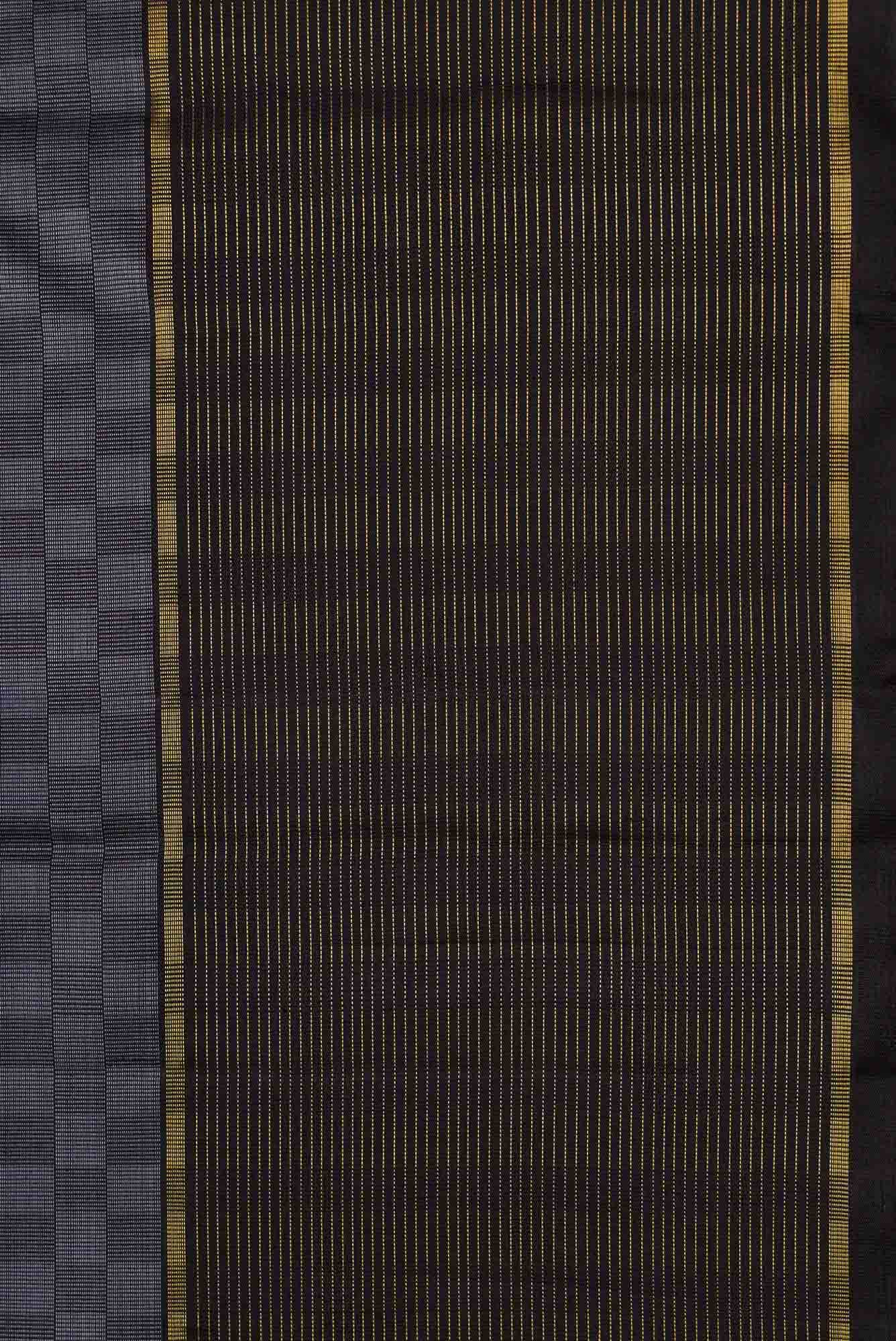 Pure Silk Pure Zari Grey and Black Dual Tone Kanchipuram Saree
