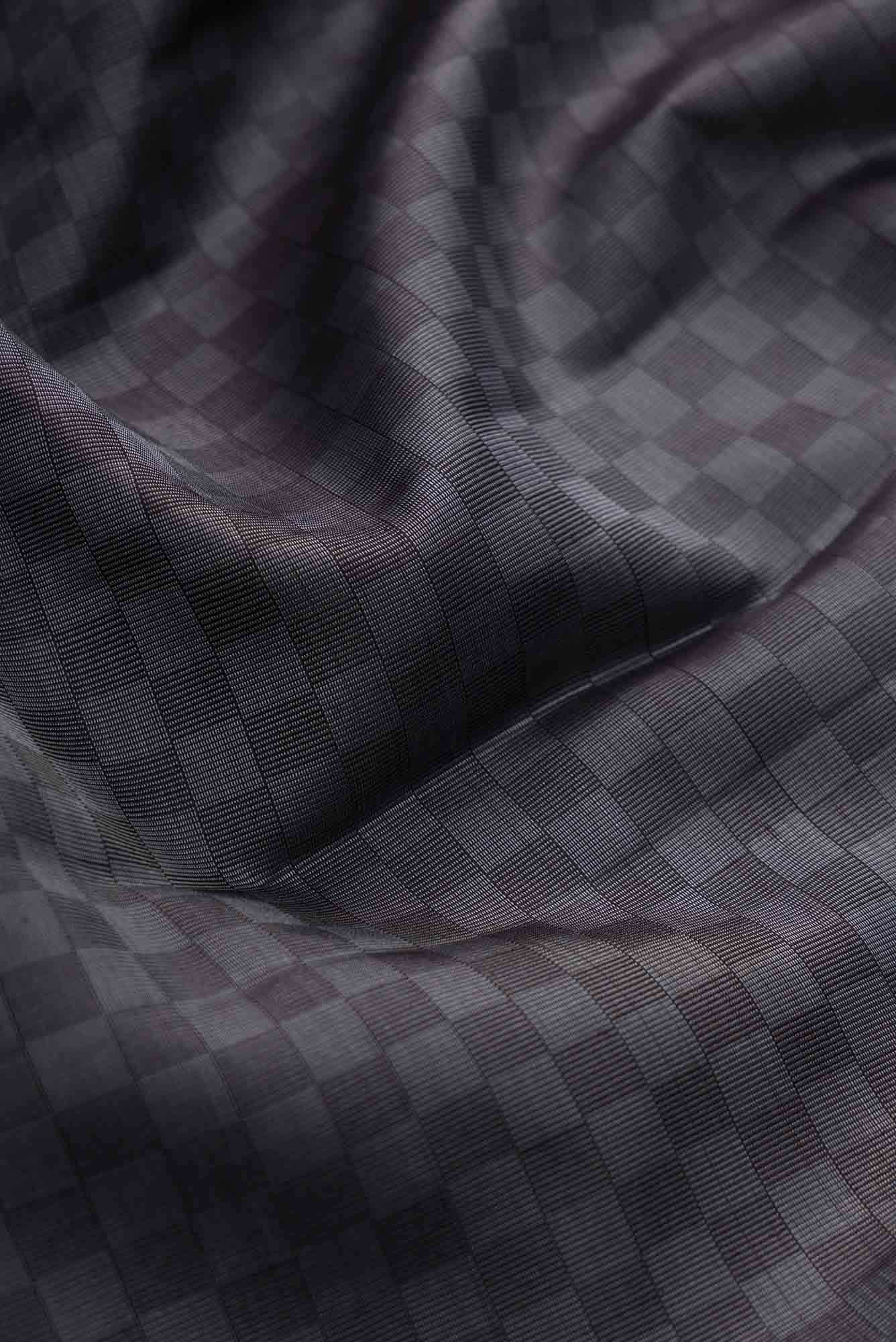 Pure Silk Pure Zari Grey and Black Dual Tone Kanchipuram Saree
