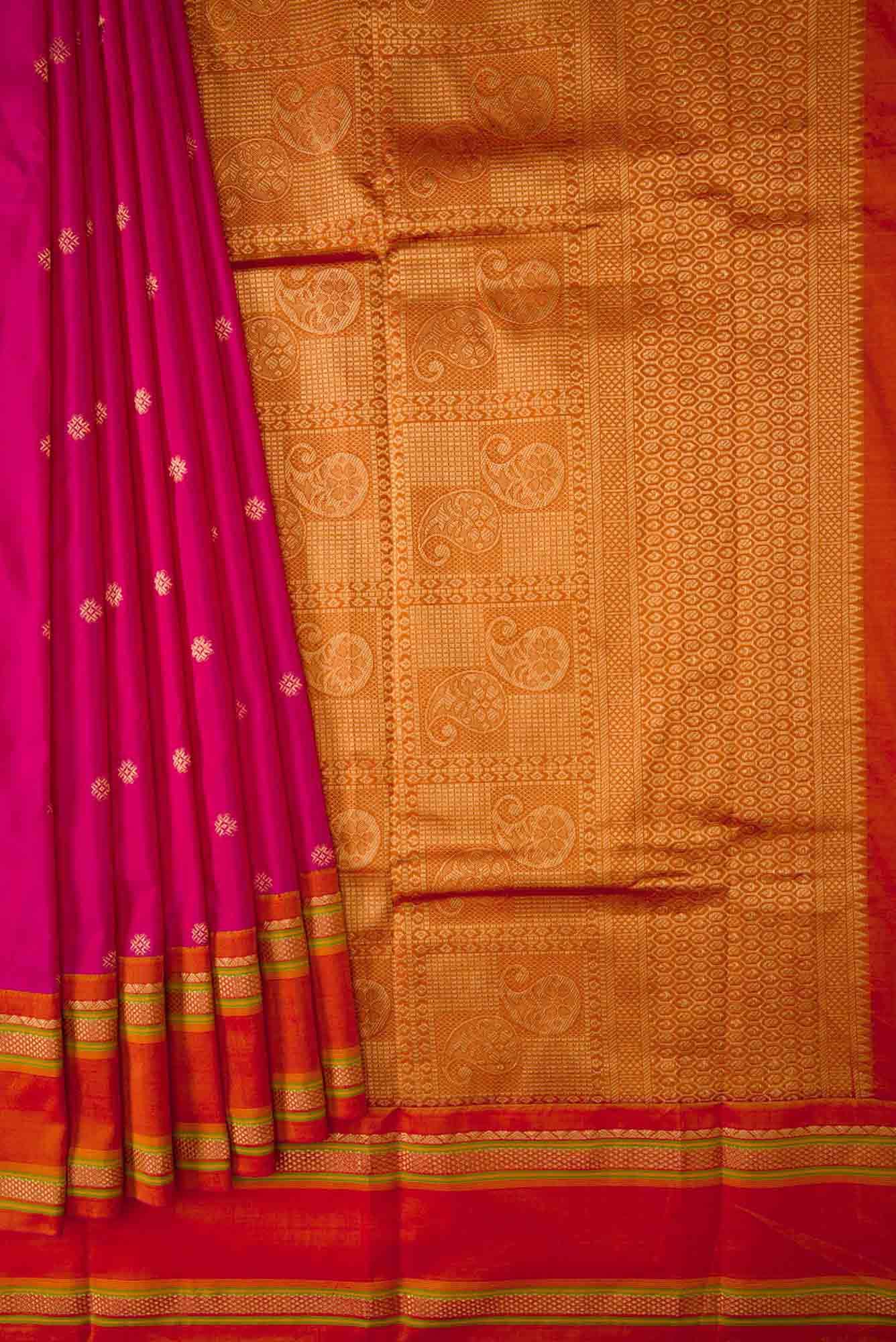 Pink Dual Tone Kanchipuram Silk Saree