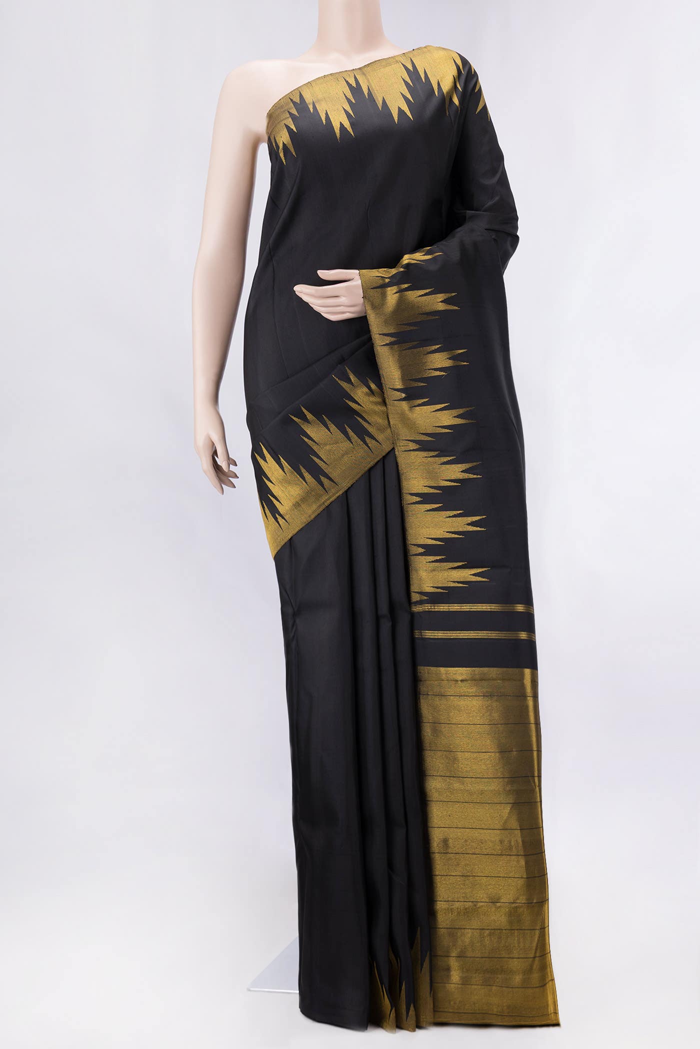Pure Silk Pure Zari Black Kanchipuram Saree