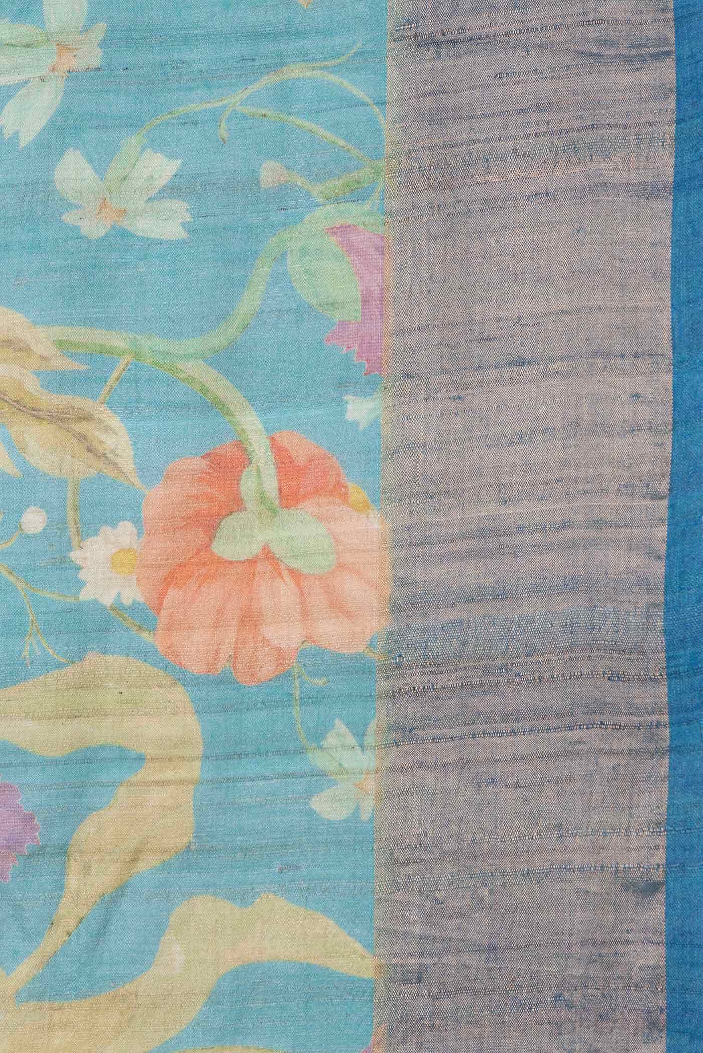 Light Blue Dual Tone Tussar Silk Saree